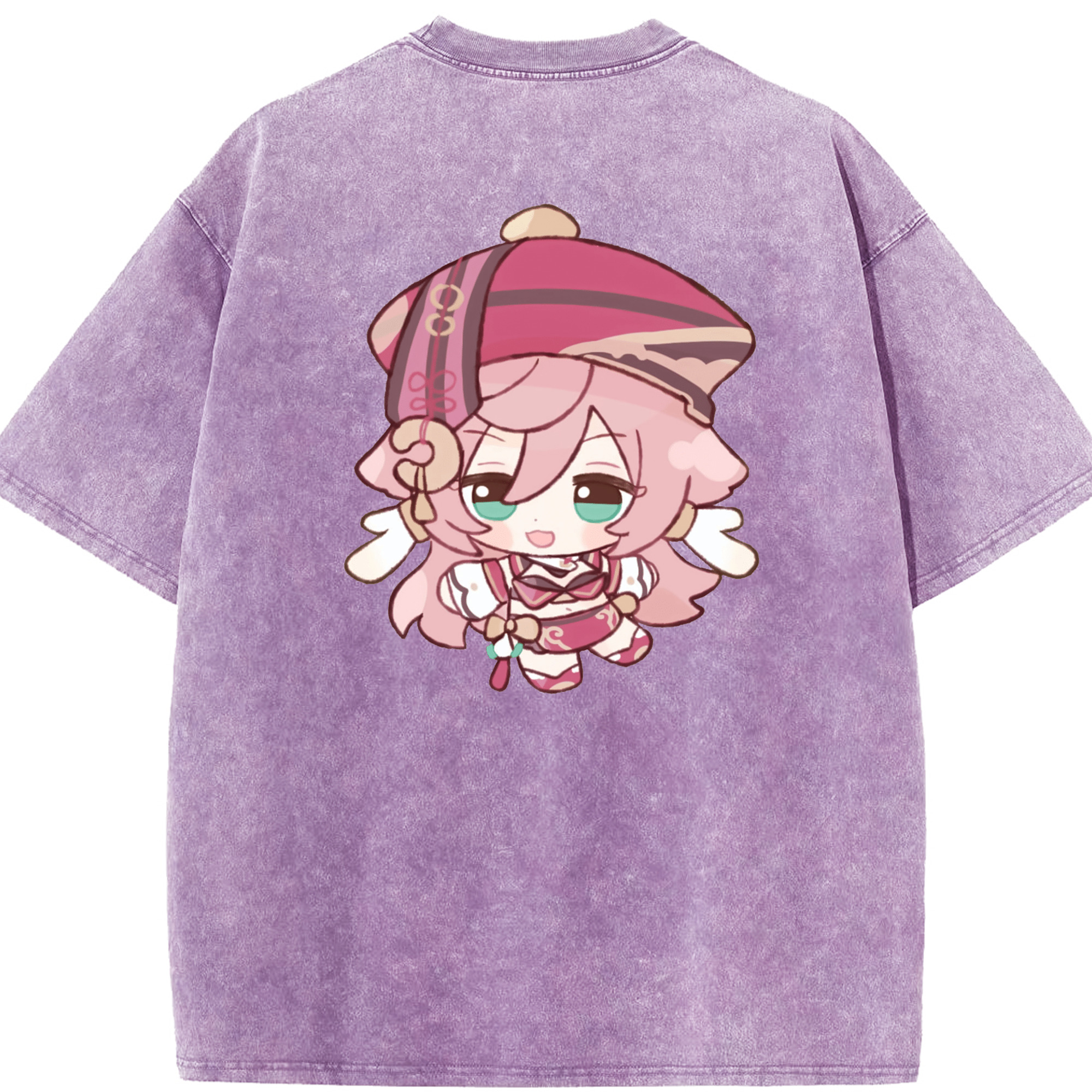 げんし神 ヤンフェイ genshin Yanfei 綿100% ヴィンテージ風 半袖Tシャツ（背面プリント）