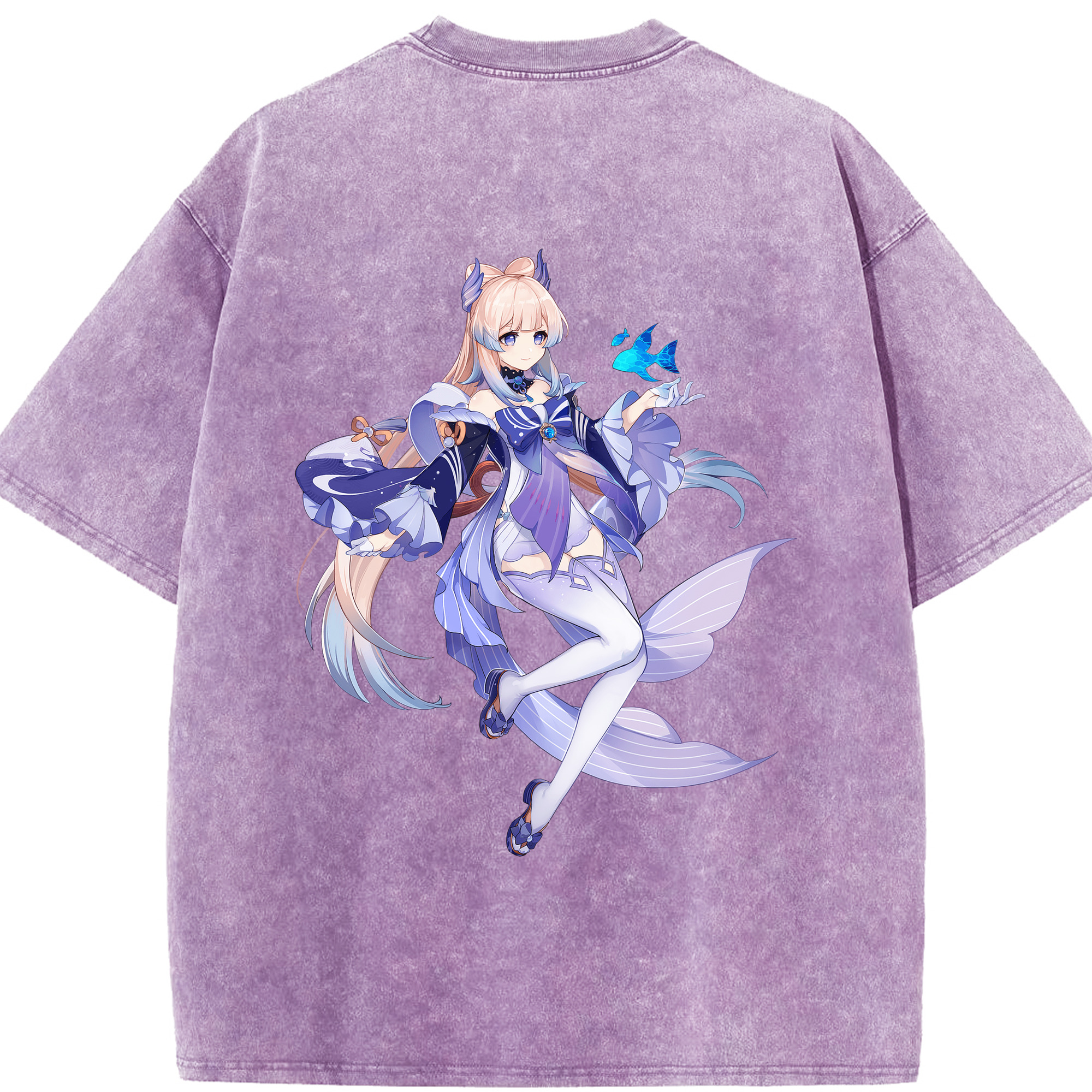 げんし神 珊瑚宮心海 サンゴノミヤ・ココミ genshin Sangonomiya Kokomi 綿100% ヴィンテージ風 半袖Tシャツ（背面プリント）