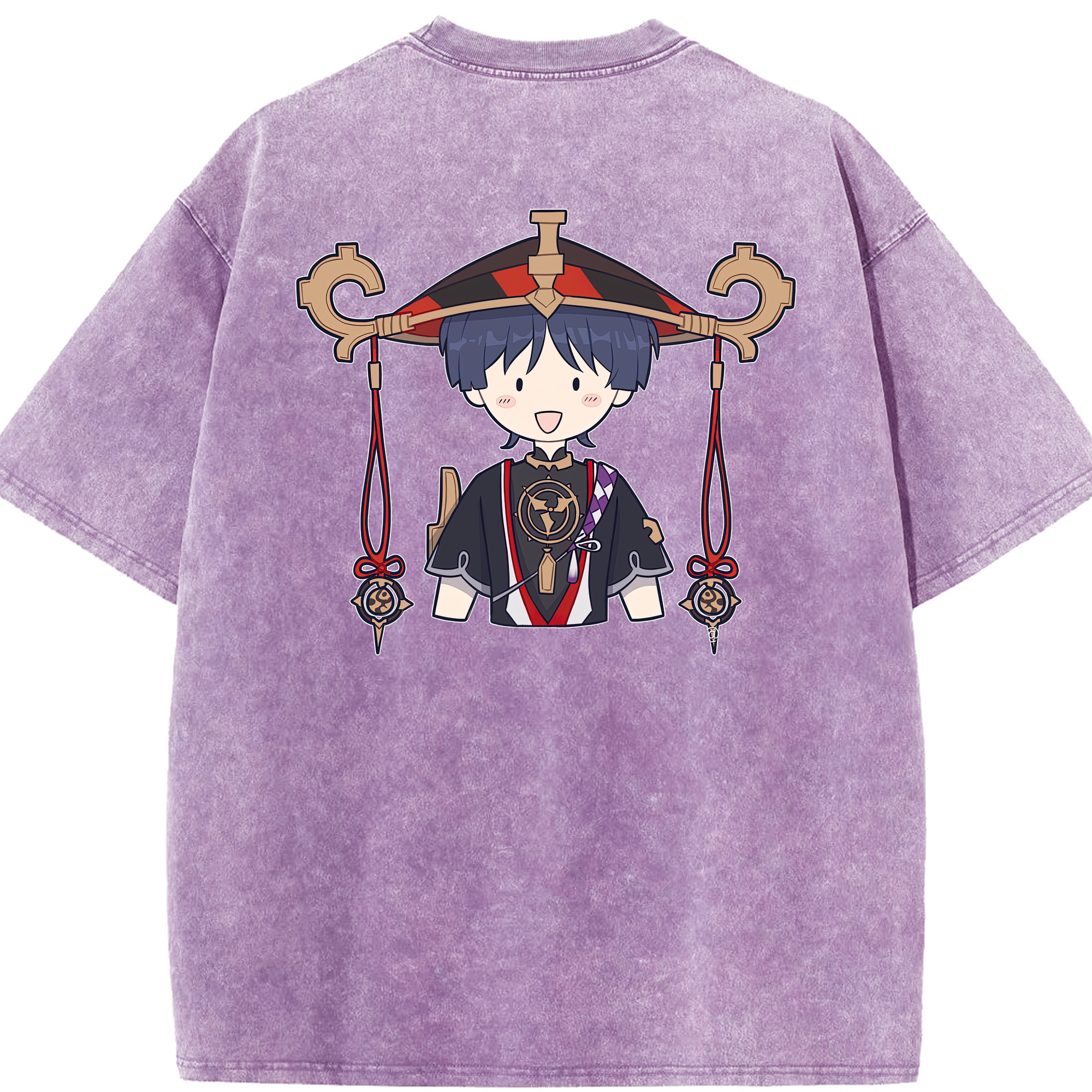げんし神 さんペい genshin Sanpei 綿100% ヴィンテージ風 半袖Tシャツ（背面プリント）
