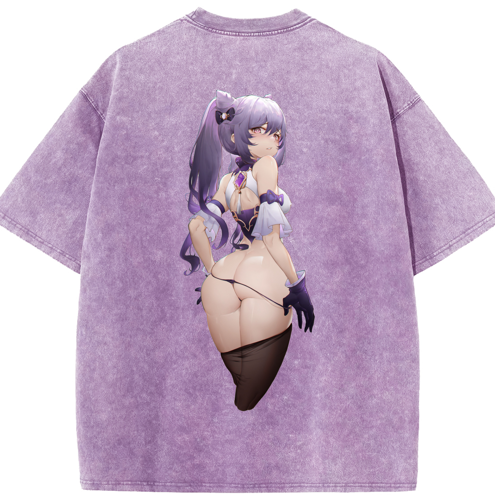 げんし神 刻晴 こくせい genshin Kokusei 綿100% ヴィンテージ風 半袖Tシャツ（背面プリント）