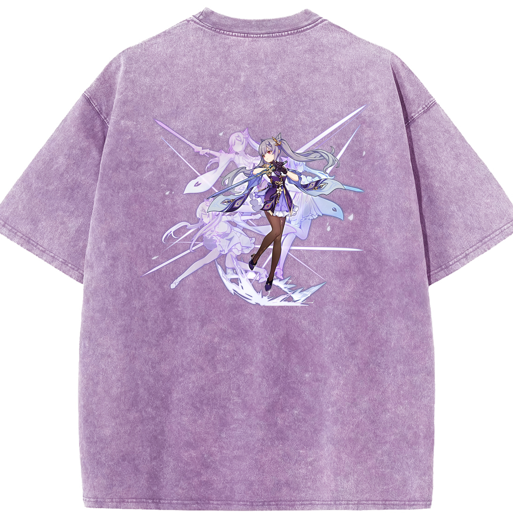 げんし神 刻晴 こくせい genshin Kokusei 綿100% ヴィンテージ風 半袖Tシャツ（背面プリント）