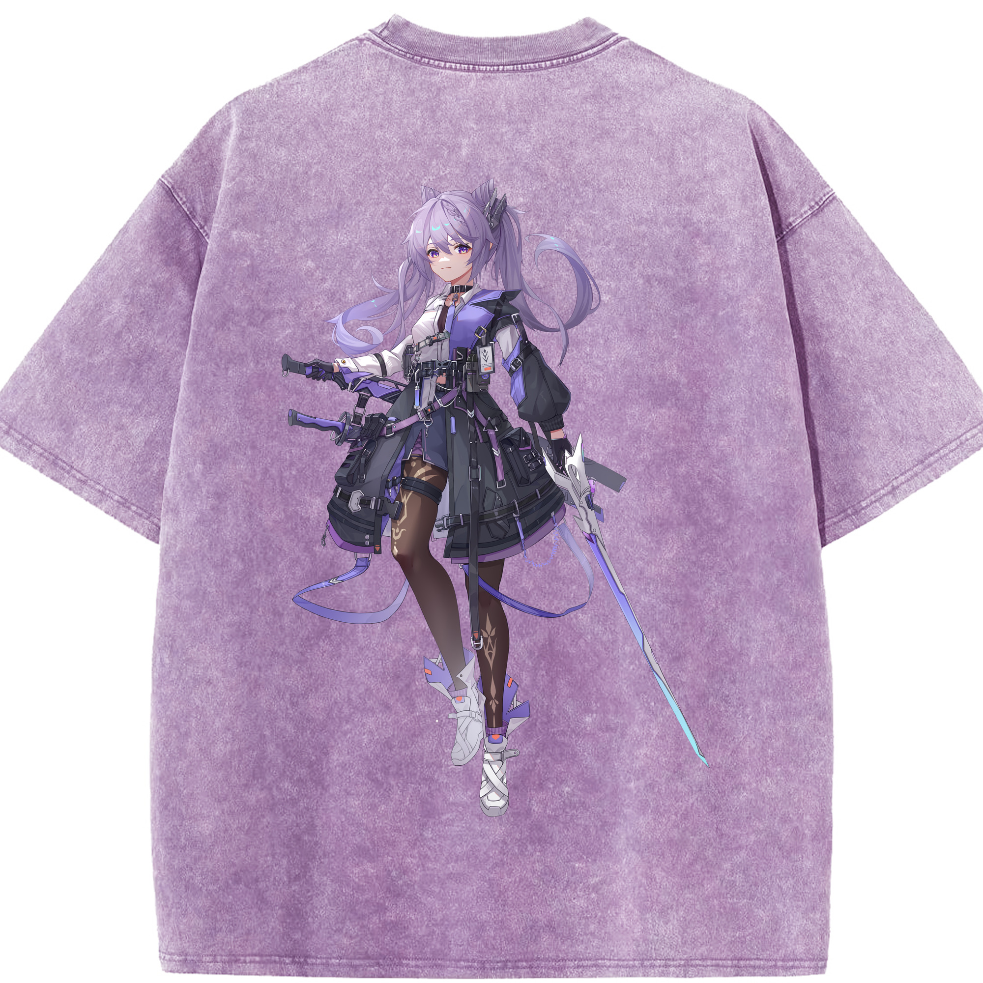 げんし神 刻晴 こくせい genshin Kokusei 綿100% ヴィンテージ風 半袖Tシャツ（背面プリント）