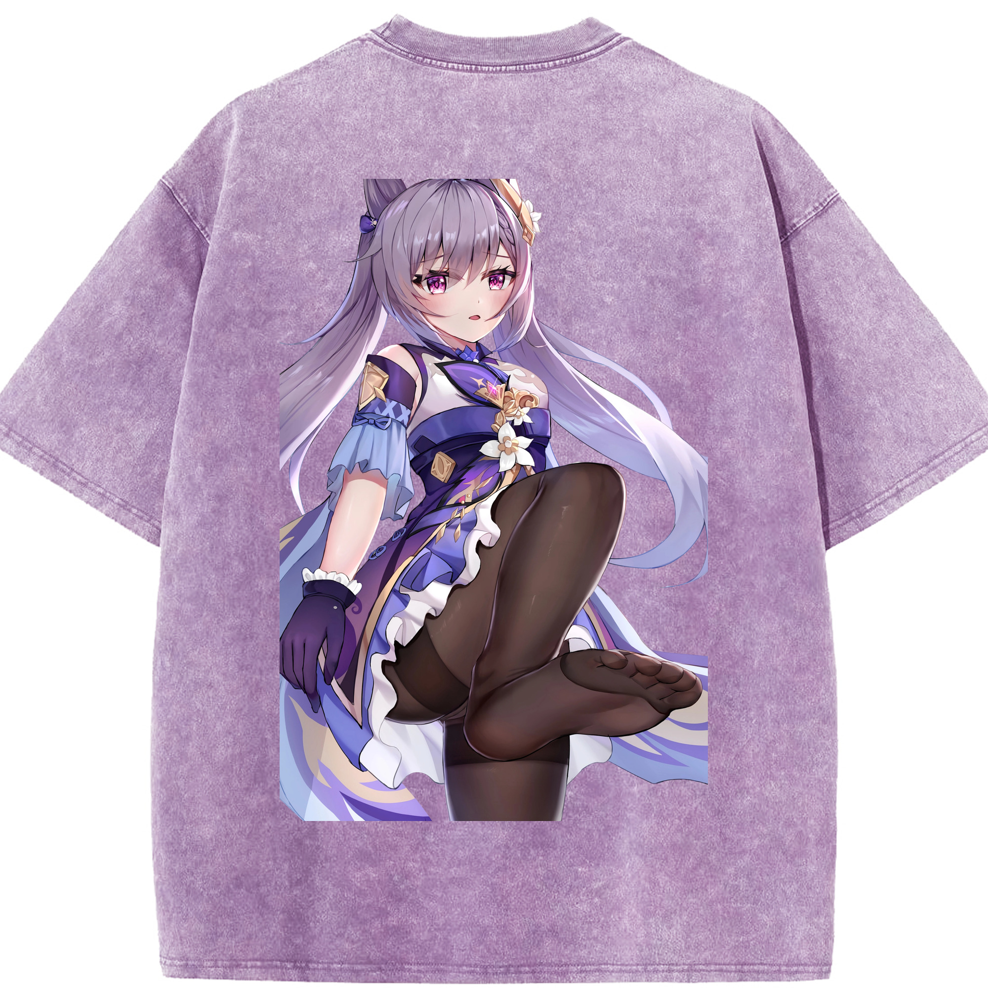 げんし神 刻晴 こくせい genshin Kokusei 綿100% ヴィンテージ風 半袖Tシャツ（背面プリント）
