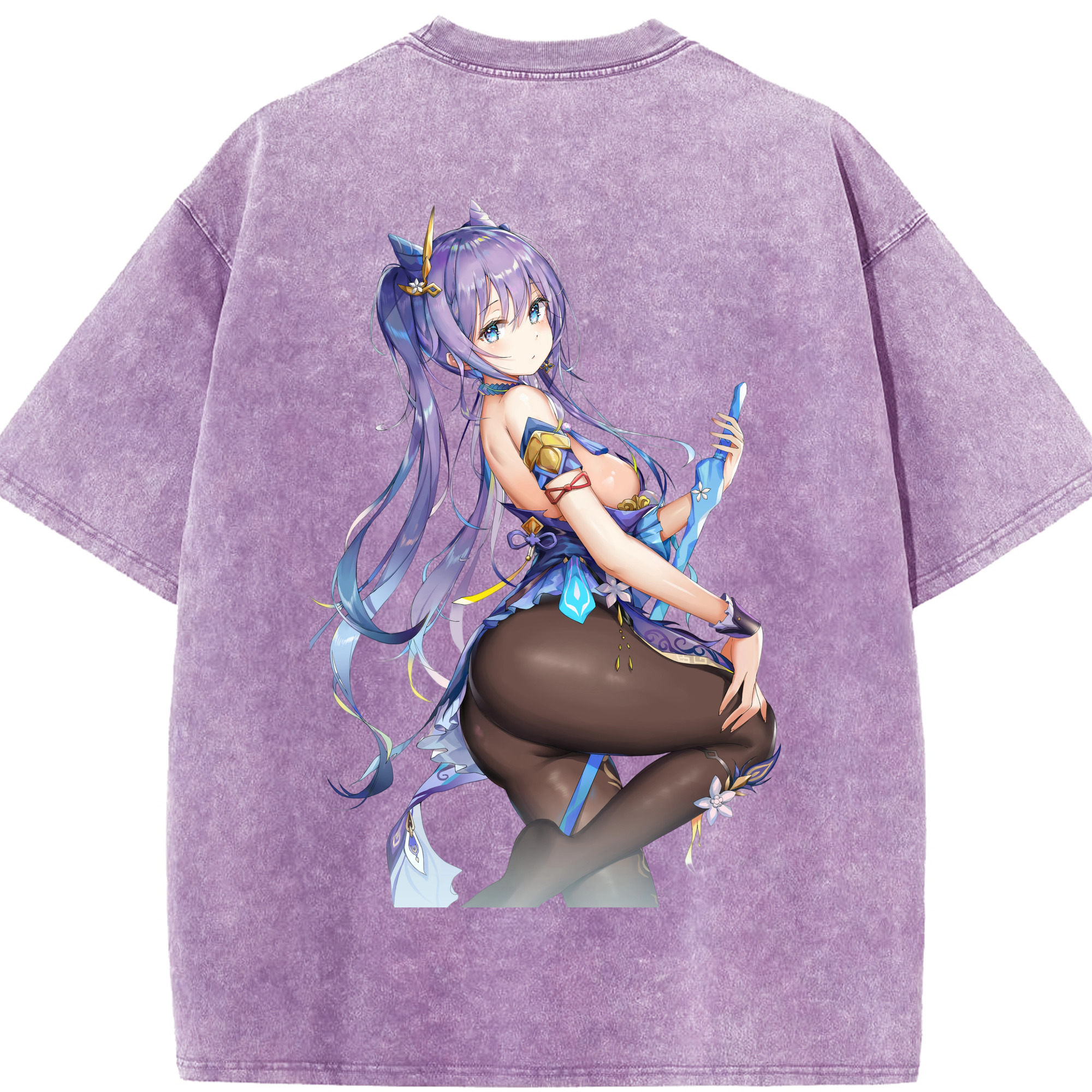げんし神 刻晴 こくせい genshin Kokusei 綿100% ヴィンテージ風 半袖Tシャツ（背面プリント）