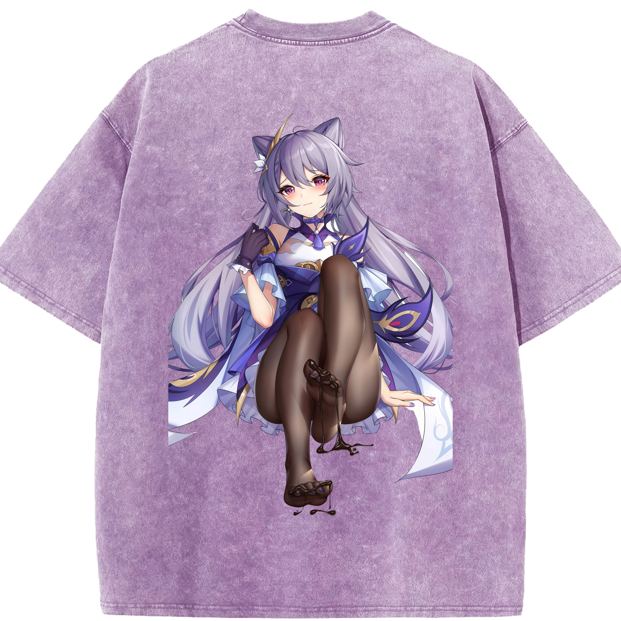 げんし神 刻晴 こくせい genshin Kokusei 綿100% ヴィンテージ風 半袖Tシャツ（背面プリント）