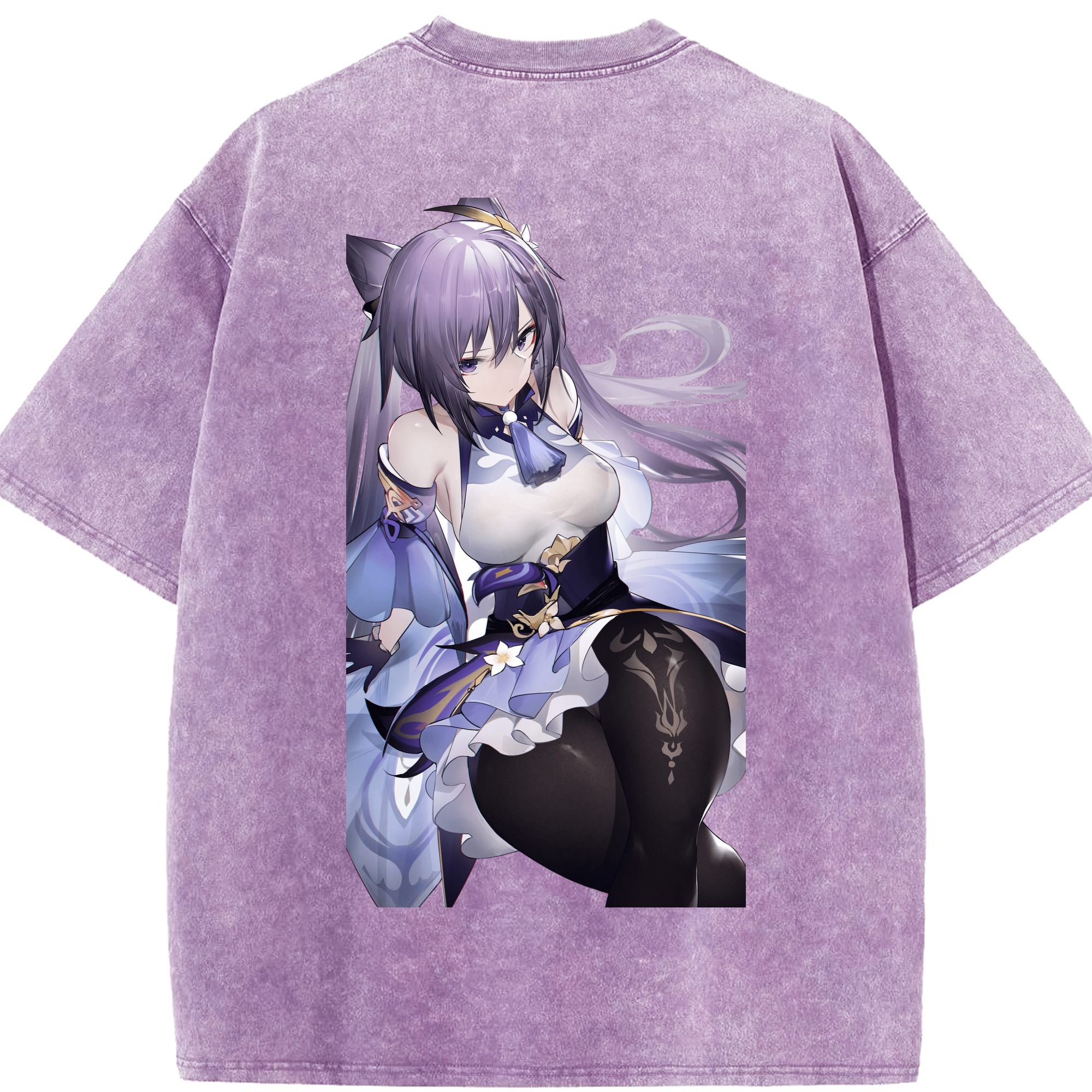 げんし神 刻晴 こくせい genshin Kokusei 綿100% ヴィンテージ風 半袖Tシャツ（背面プリント）