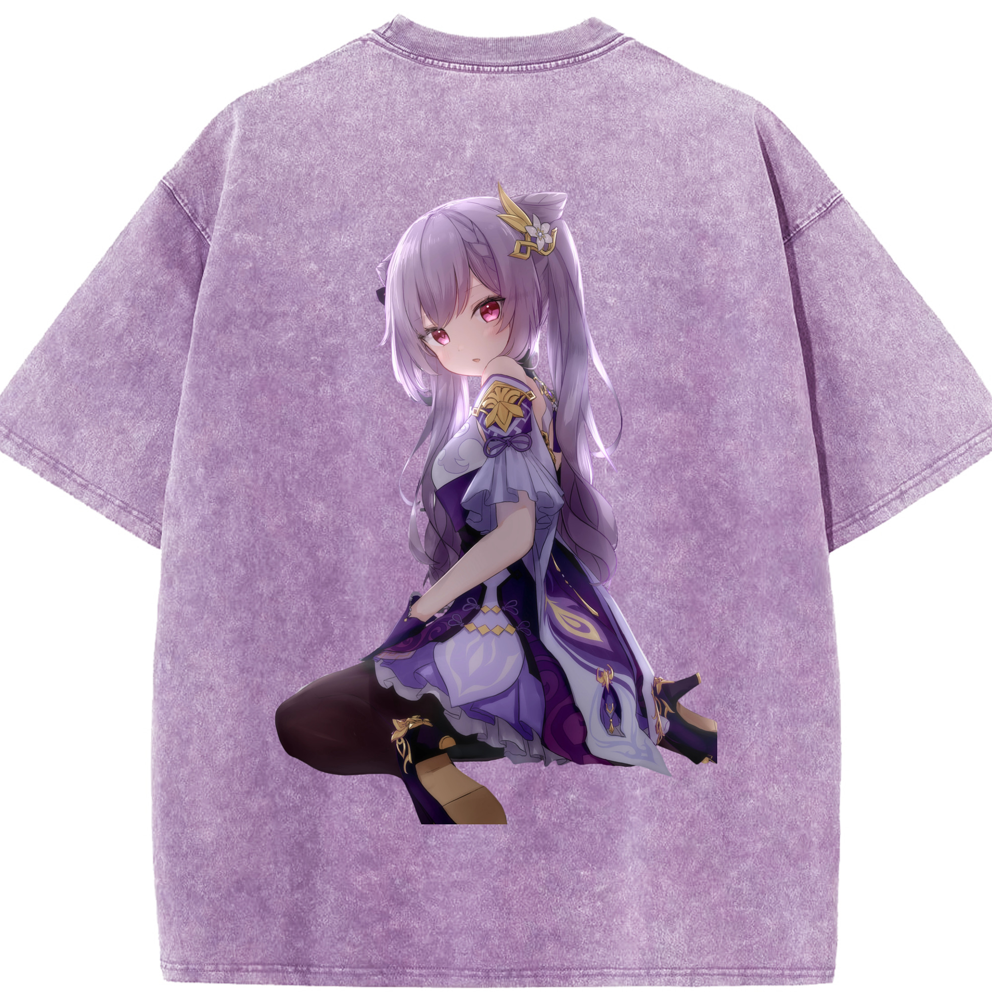 げんし神 刻晴 こくせい genshin Kokusei 綿100% ヴィンテージ風 半袖Tシャツ（背面プリント）