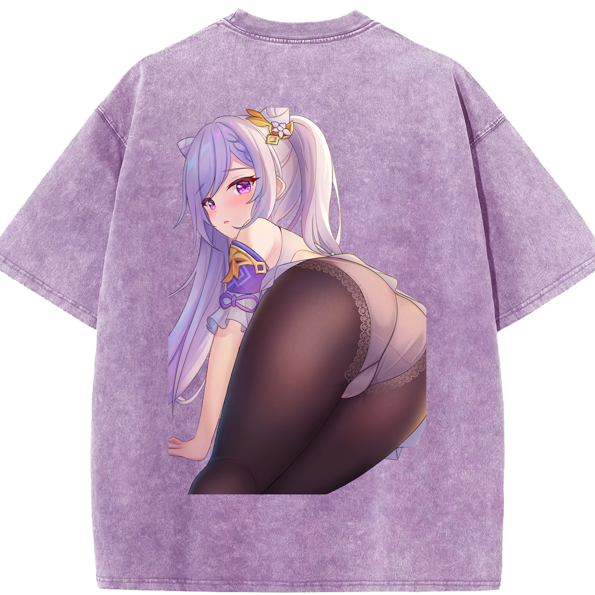 げんし神 刻晴 こくせい genshin Kokusei 綿100% ヴィンテージ風 半袖Tシャツ（背面プリント）