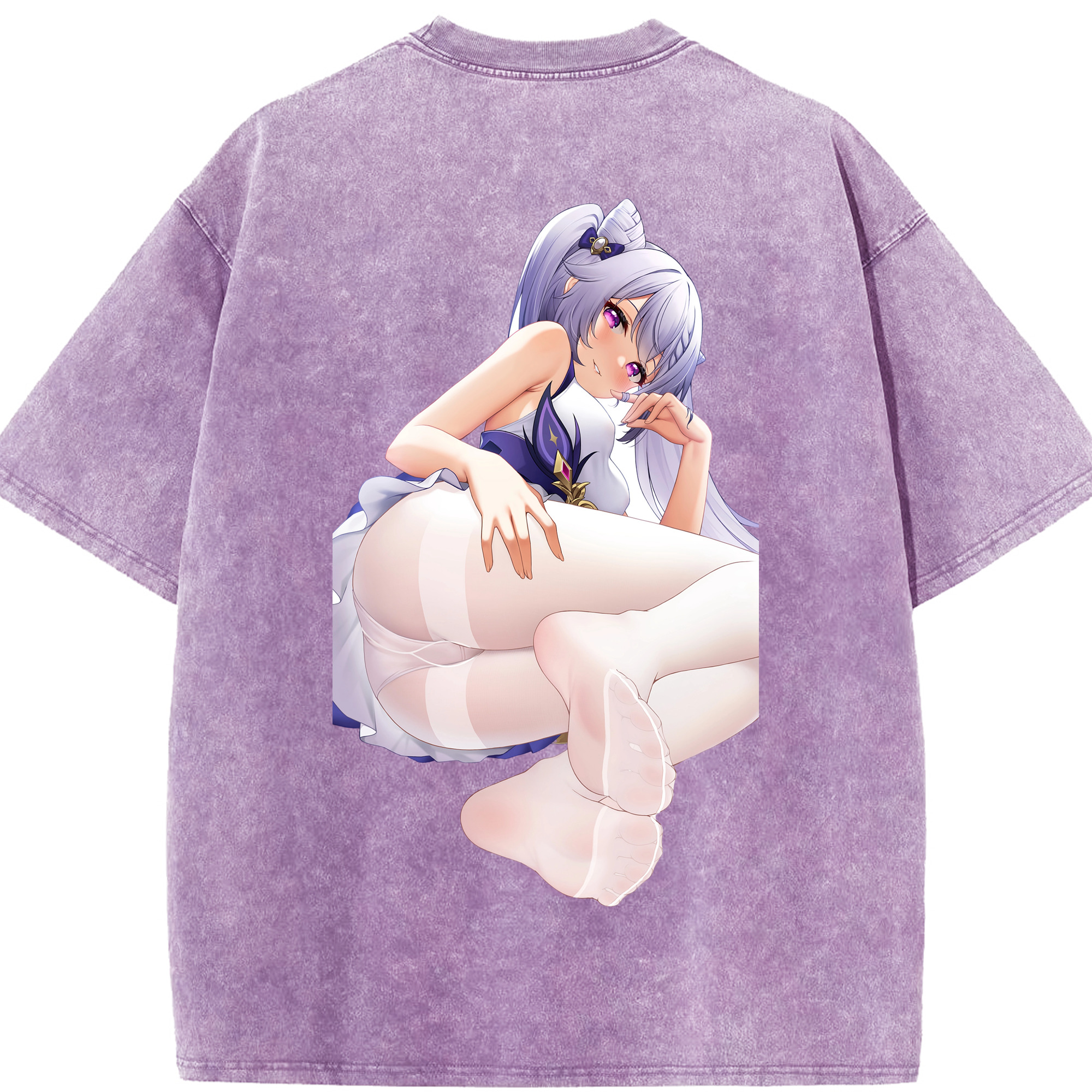 げんし神 刻晴 こくせい genshin Kokusei 綿100% ヴィンテージ風 半袖Tシャツ（背面プリント）
