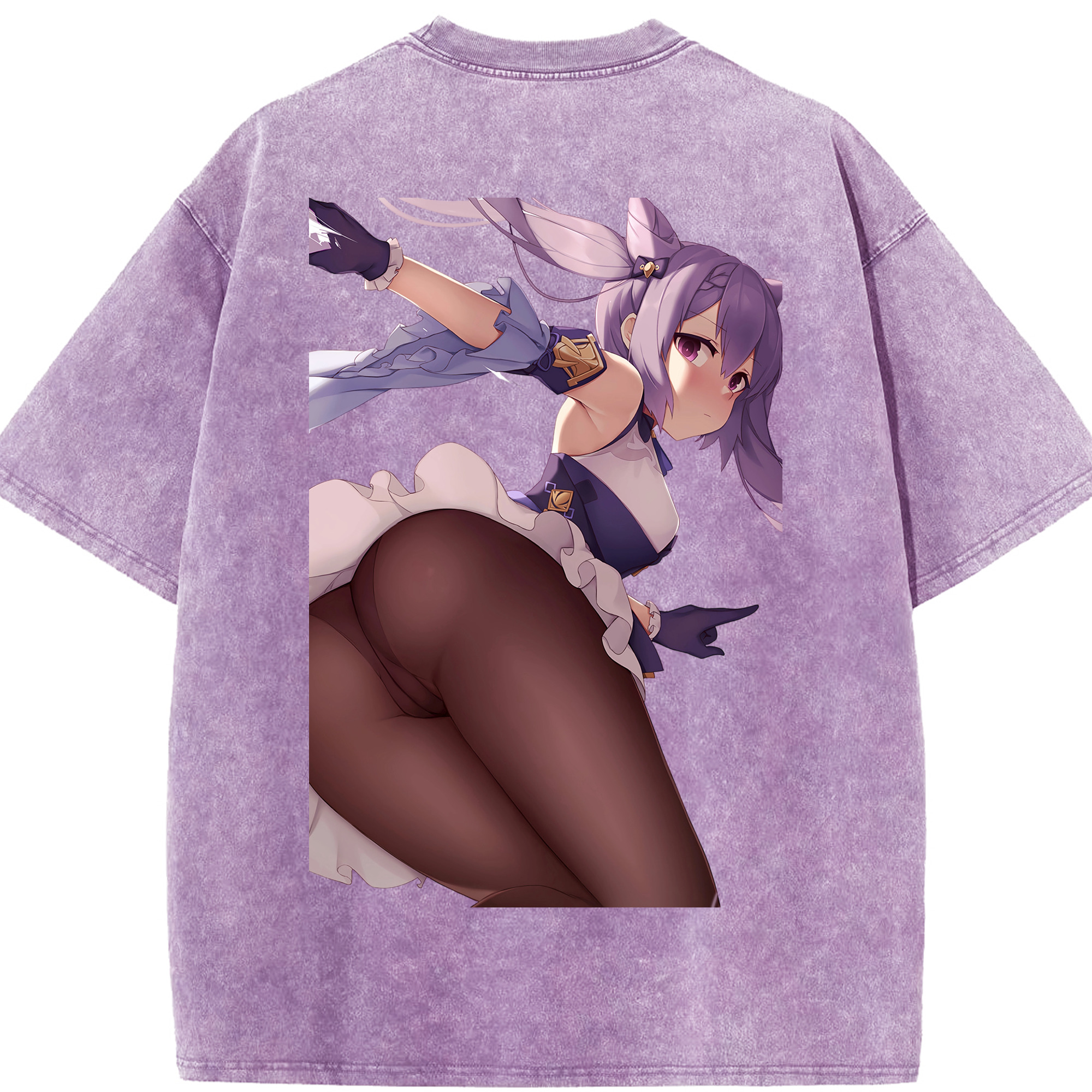 げんし神 刻晴 こくせい genshin Kokusei 綿100% ヴィンテージ風 半袖Tシャツ（背面プリント）