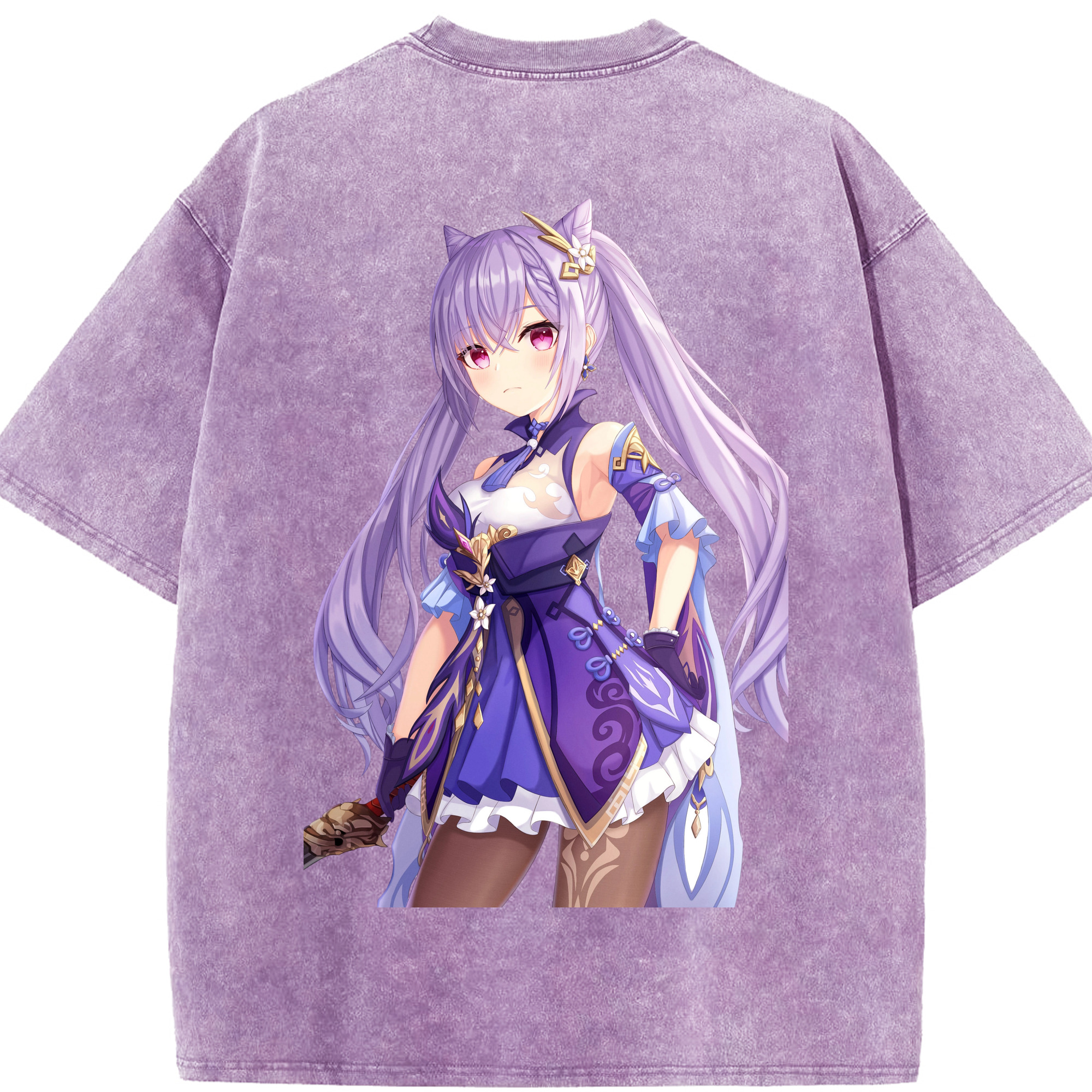 げんし神 刻晴 こくせい genshin Kokusei 綿100% ヴィンテージ風 半袖Tシャツ（背面プリント）
