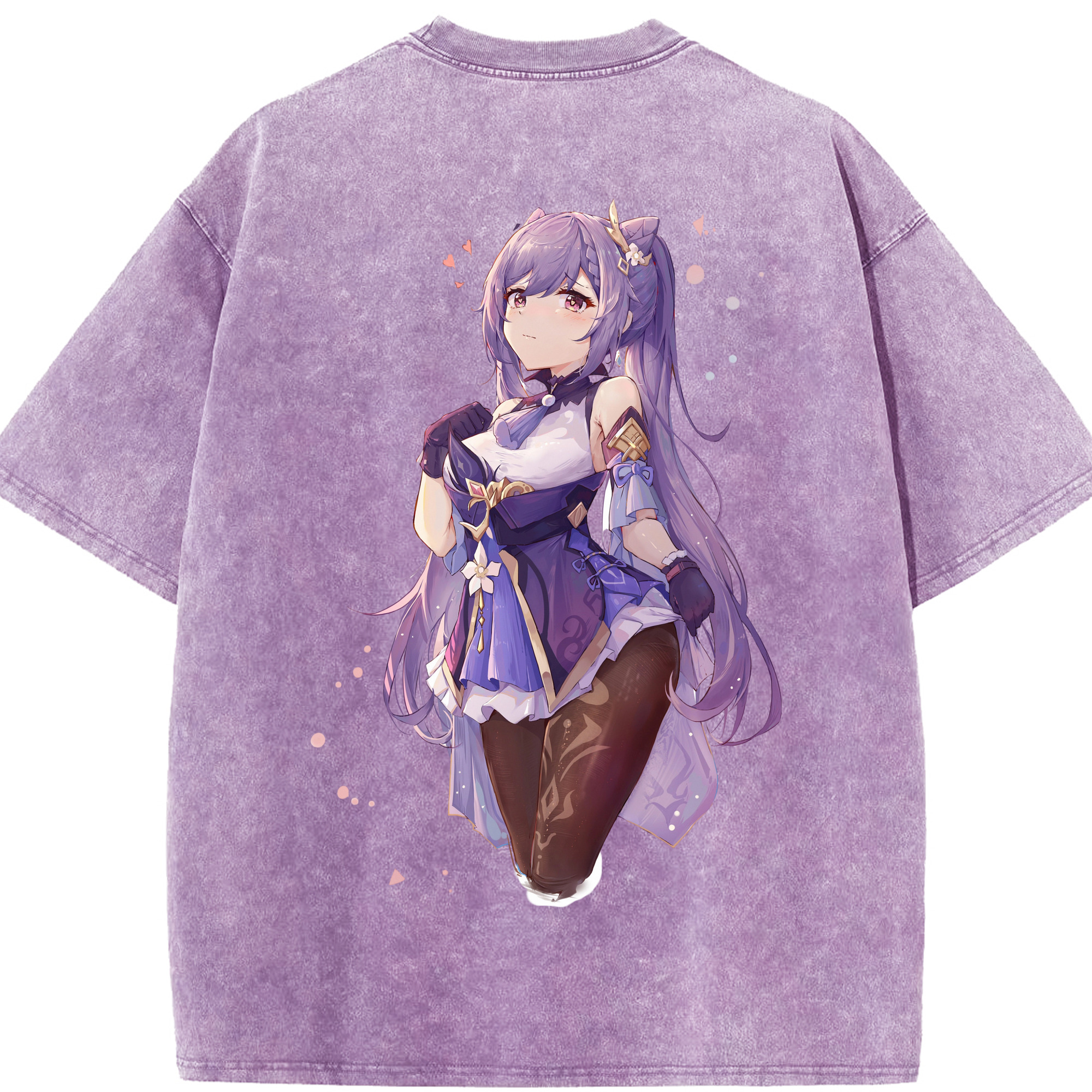 げんし神 刻晴 こくせい genshin Kokusei 綿100% ヴィンテージ風 半袖Tシャツ（背面プリント）