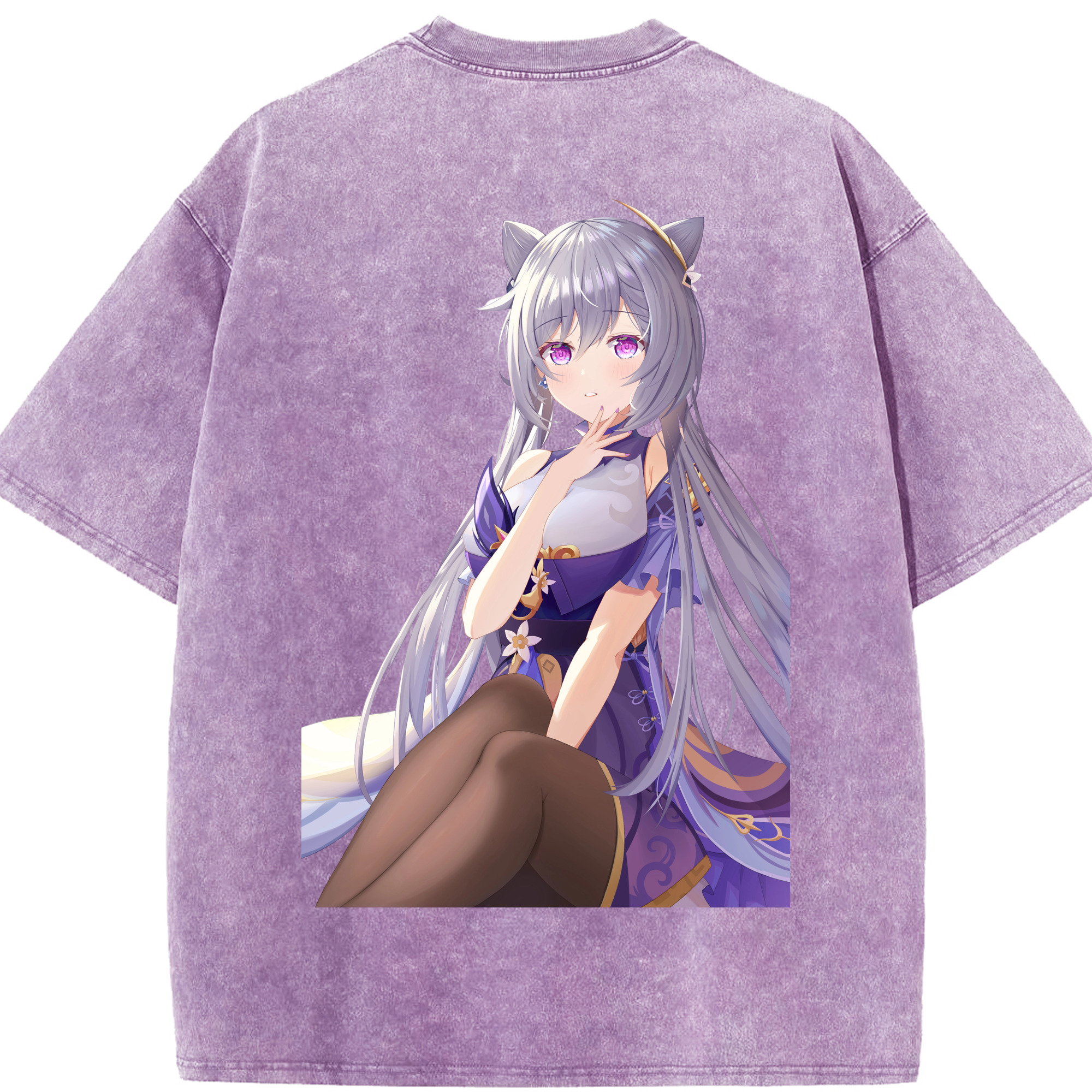 げんし神 刻晴 こくせい genshin Kokusei 綿100% ヴィンテージ風 半袖Tシャツ（背面プリント）
