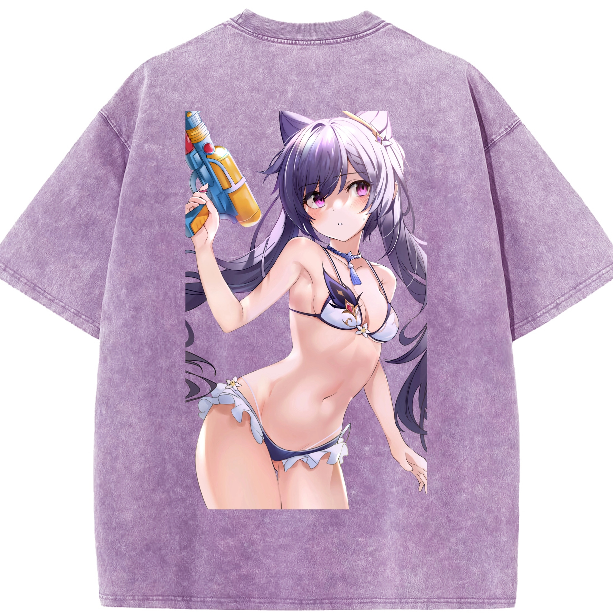 げんし神 刻晴 こくせい genshin Kokusei 綿100% ヴィンテージ風 半袖Tシャツ（背面プリント）
