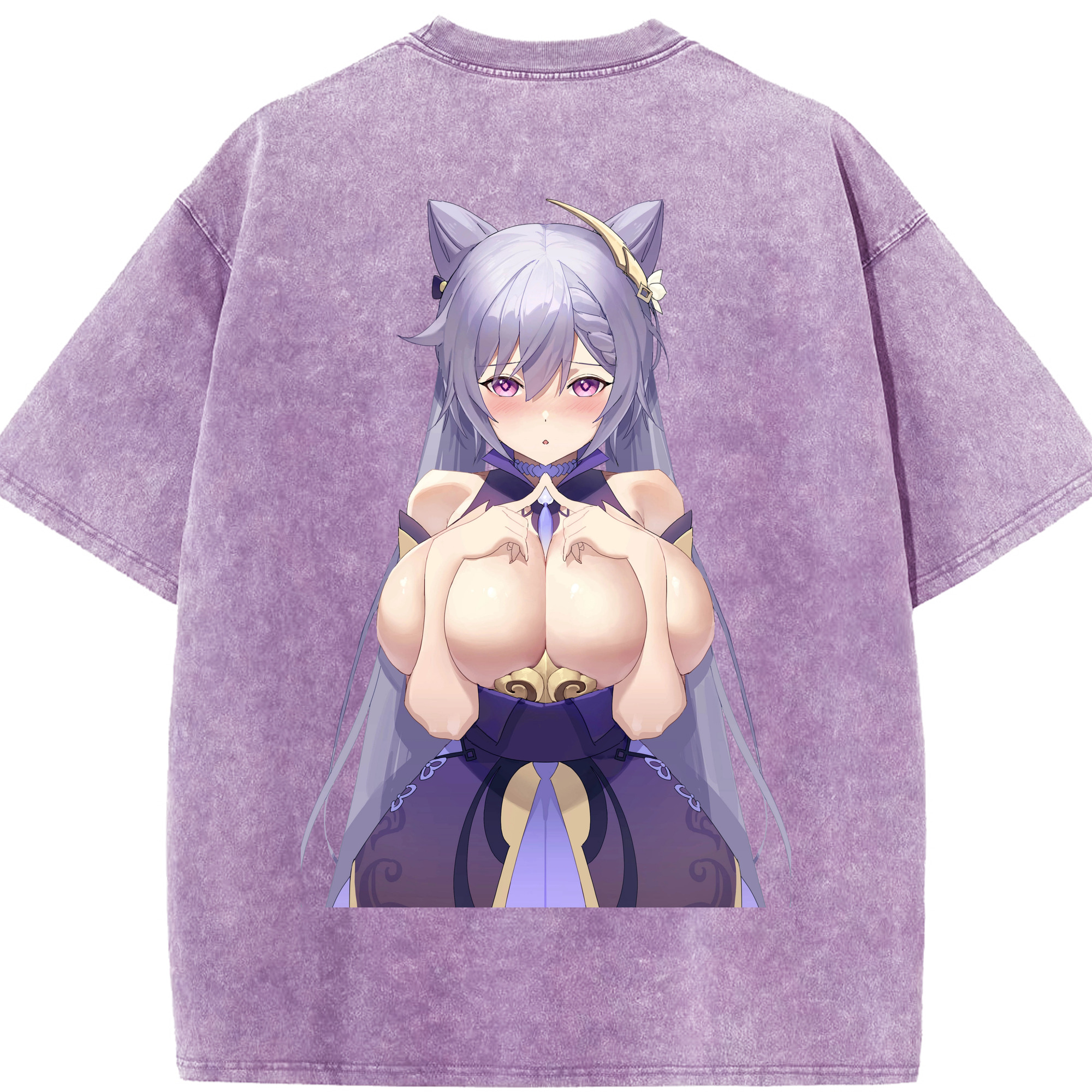 げんし神 刻晴 こくせい genshin Kokusei 綿100% ヴィンテージ風 半袖Tシャツ（背面プリント）