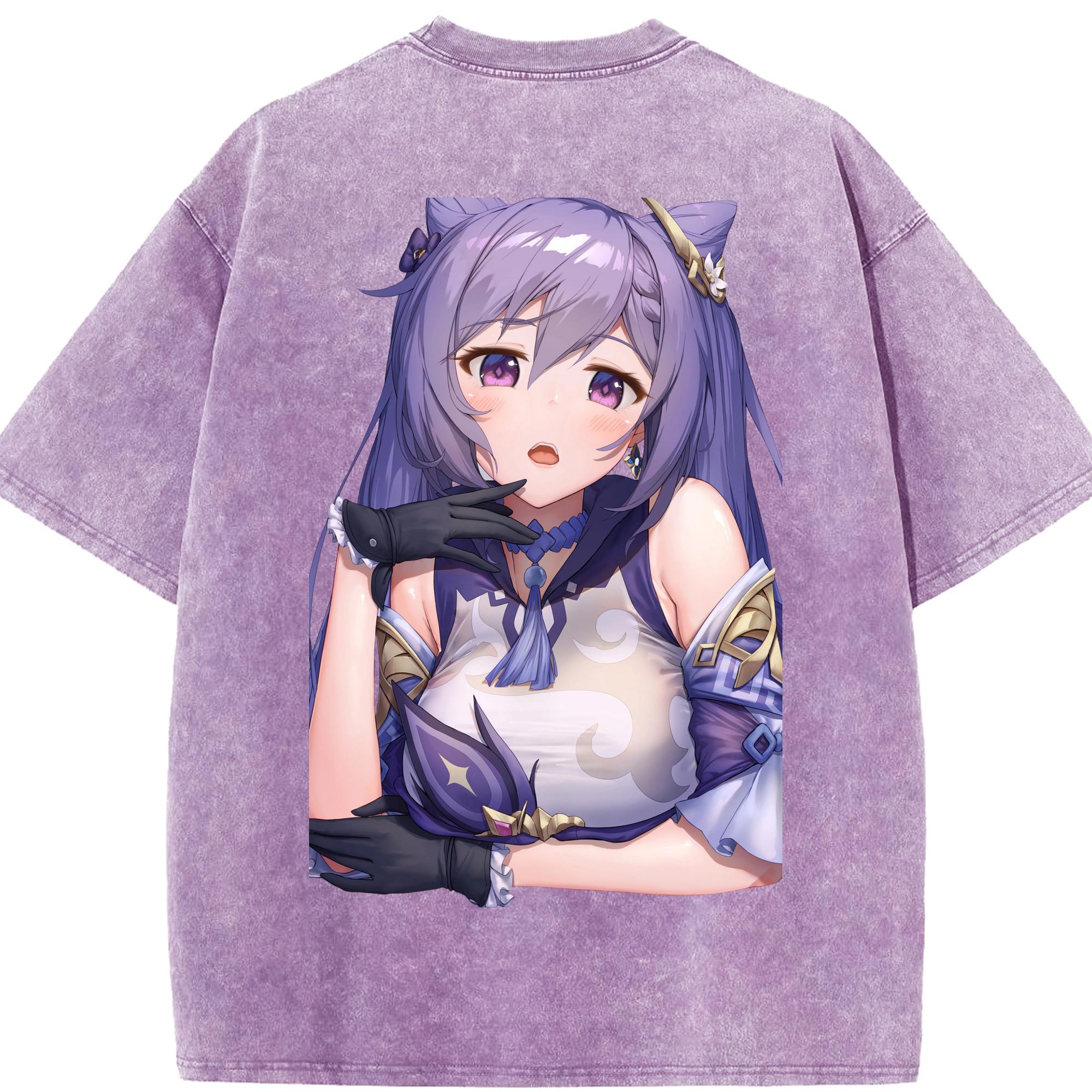 げんし神 刻晴 こくせい genshin Kokusei 綿100% ヴィンテージ風 半袖Tシャツ（背面プリント）