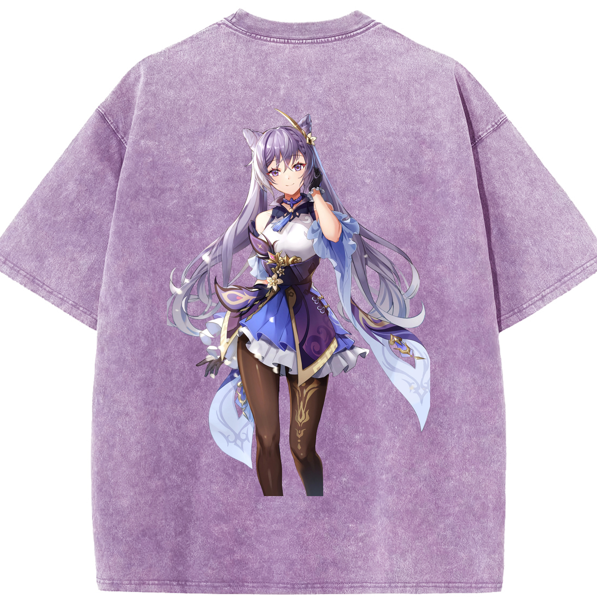 げんし神 刻晴 こくせい genshin Kokusei 綿100% ヴィンテージ風 半袖Tシャツ（背面プリント）