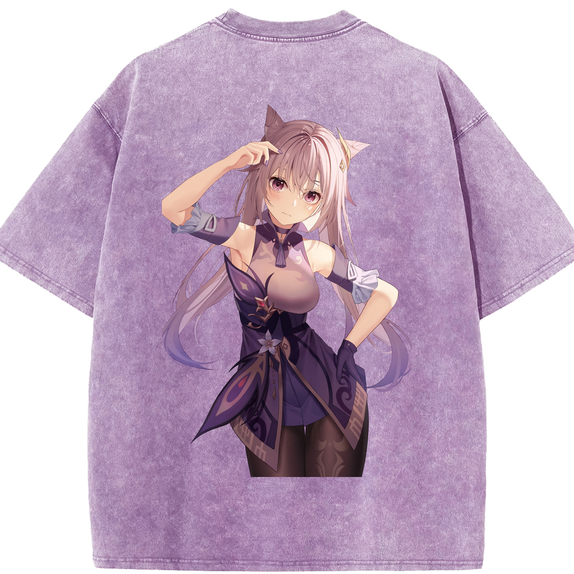 げんし神 刻晴 こくせい genshin Kokusei 綿100% ヴィンテージ風 半袖Tシャツ（背面プリント）