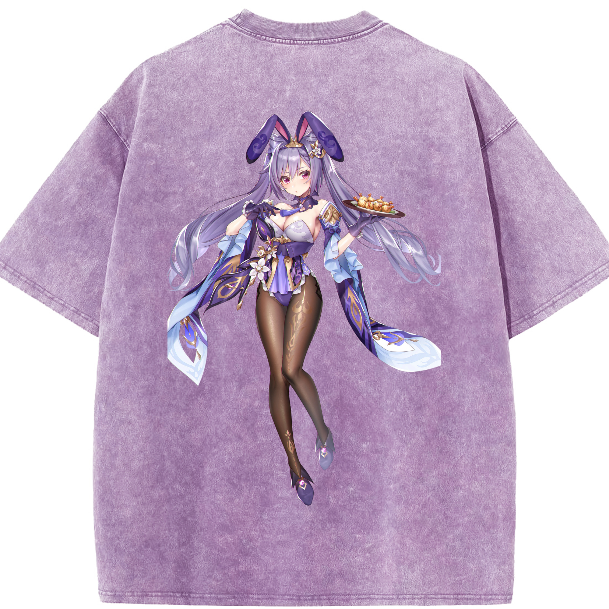 げんし神 刻晴 こくせい genshin Kokusei 綿100% ヴィンテージ風 半袖Tシャツ（背面プリント）
