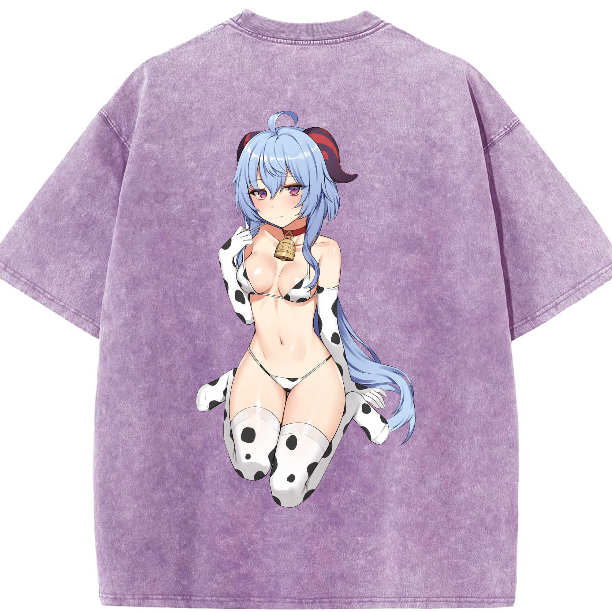げんし神 甘雨 かんう genshin Ganyu 綿100% ヴィンテージ風 半袖Tシャツ（背面プリント）