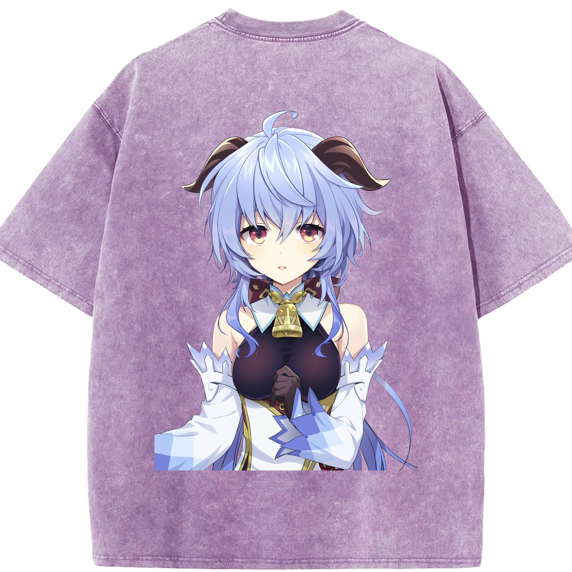 げんし神 甘雨 かんう genshin Ganyu 綿100% ヴィンテージ風 半袖Tシャツ（背面プリント）