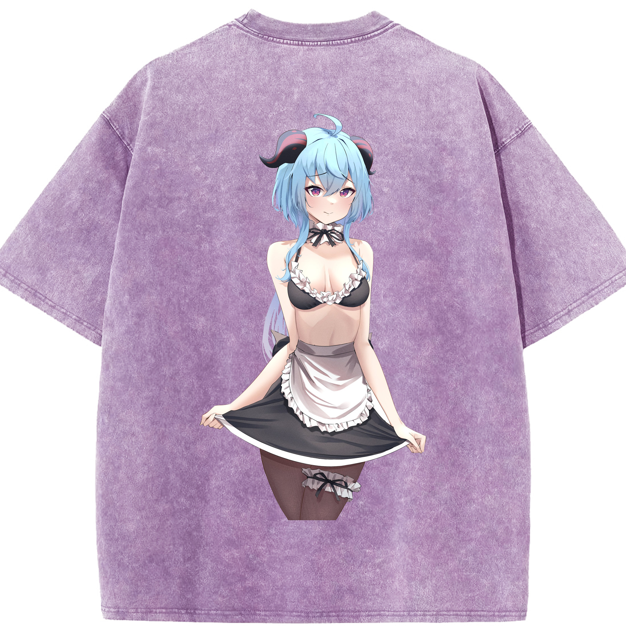 げんし神 甘雨 かんう genshin Ganyu 綿100% ヴィンテージ風 半袖Tシャツ（背面プリント）