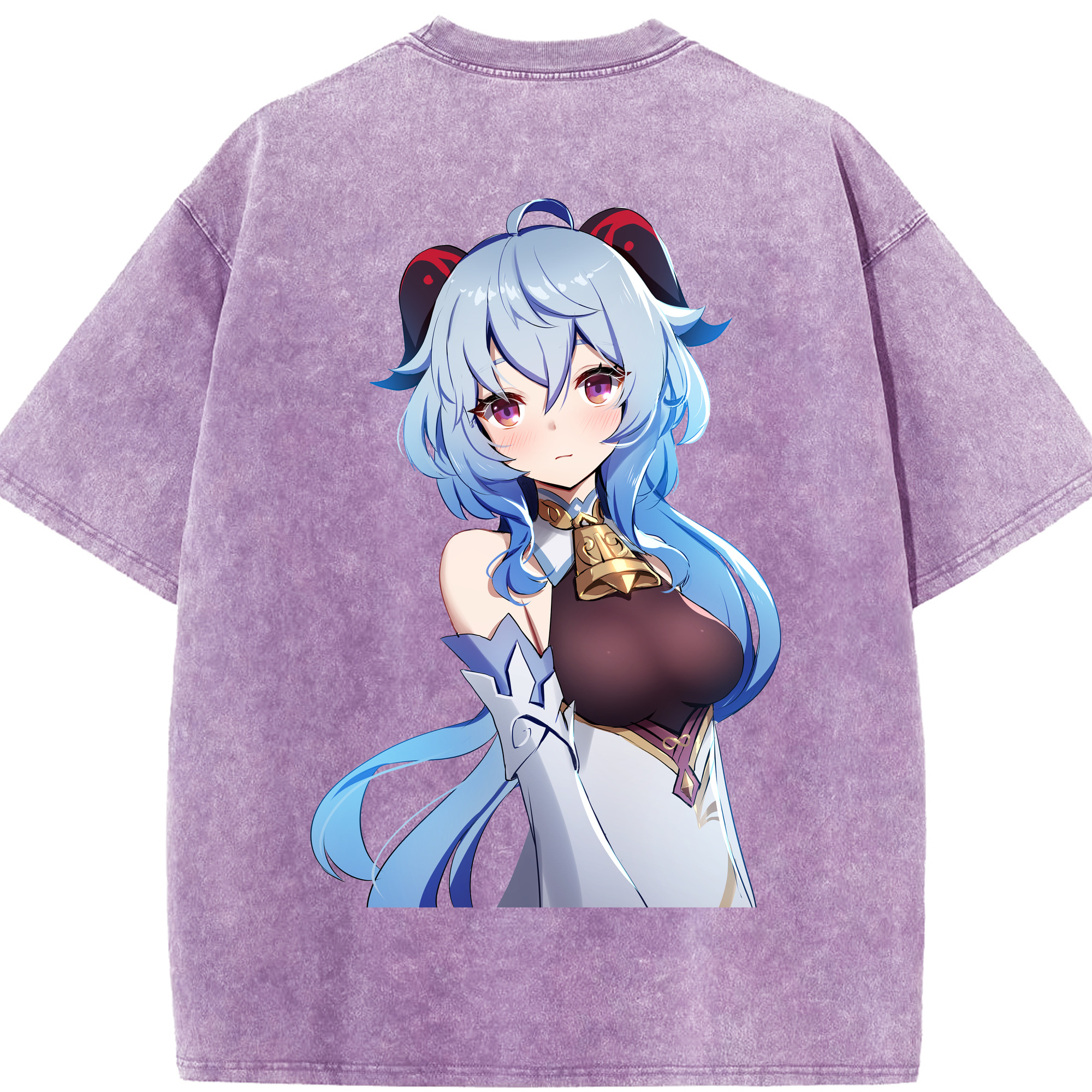 げんし神 甘雨 かんう genshin Ganyu 綿100% ヴィンテージ風 半袖Tシャツ（背面プリント）