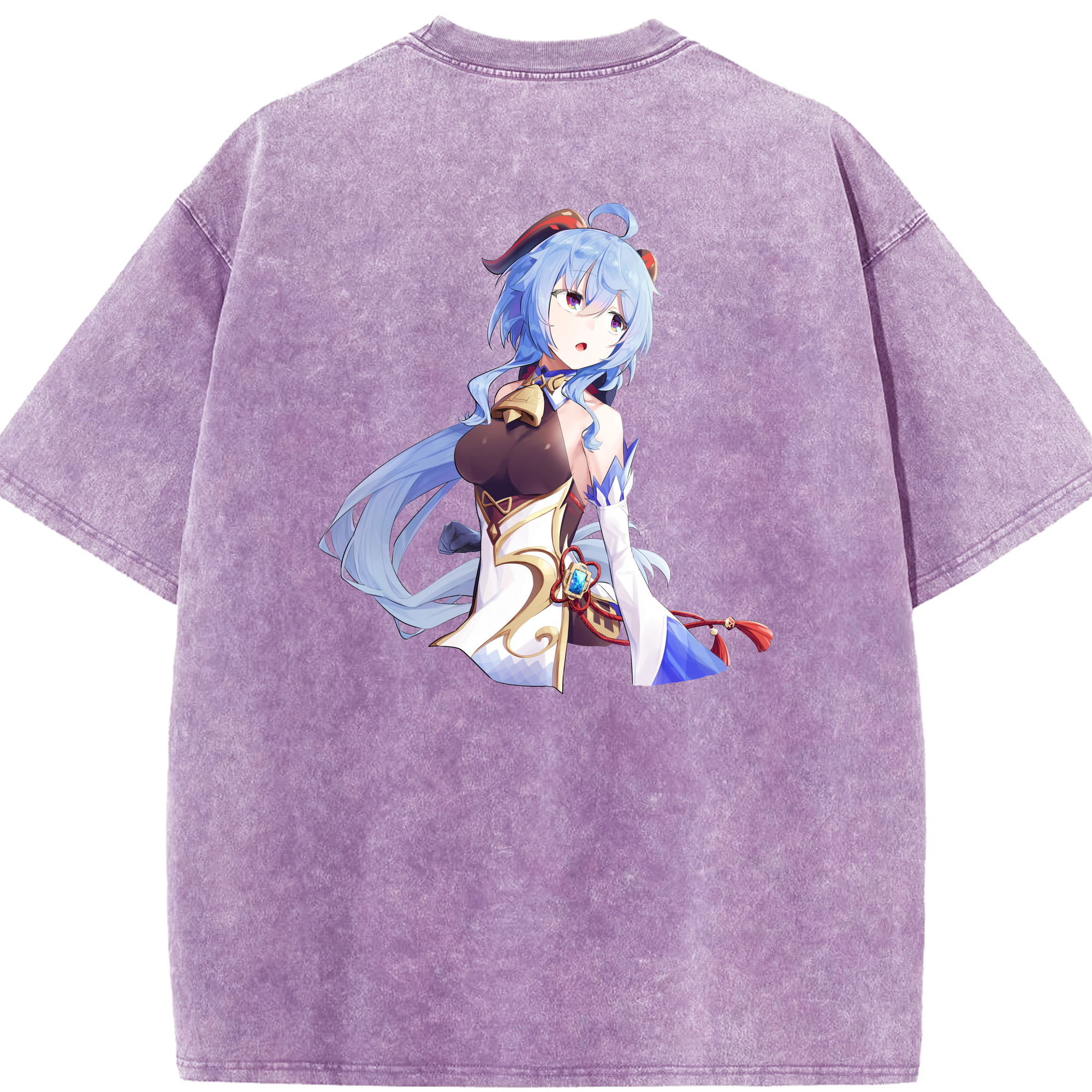 げんし神 甘雨 かんう genshin Ganyu 綿100% ヴィンテージ風 半袖Tシャツ（背面プリント）