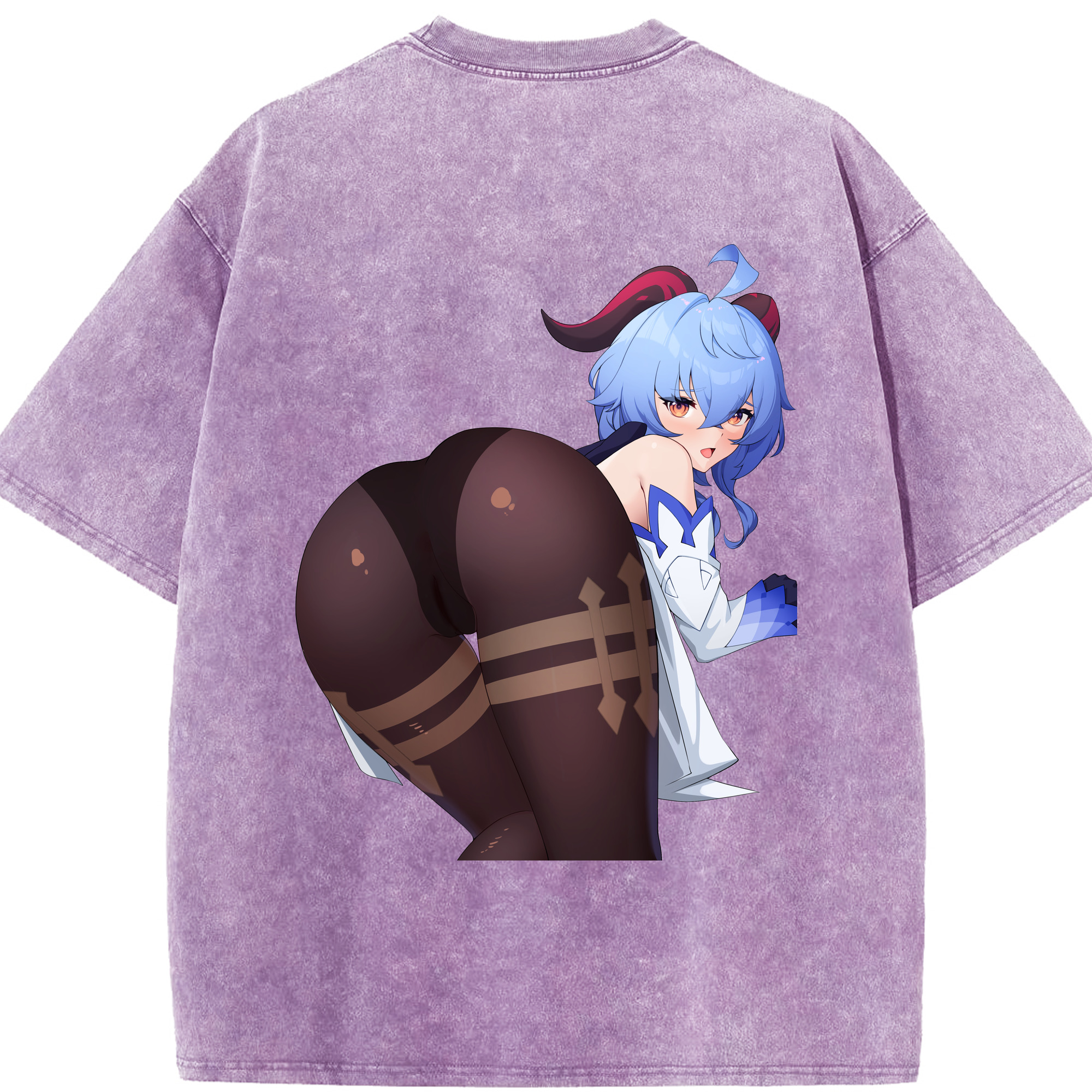げんし神 甘雨 かんう genshin Ganyu 綿100% ヴィンテージ風 半袖Tシャツ（背面プリント）