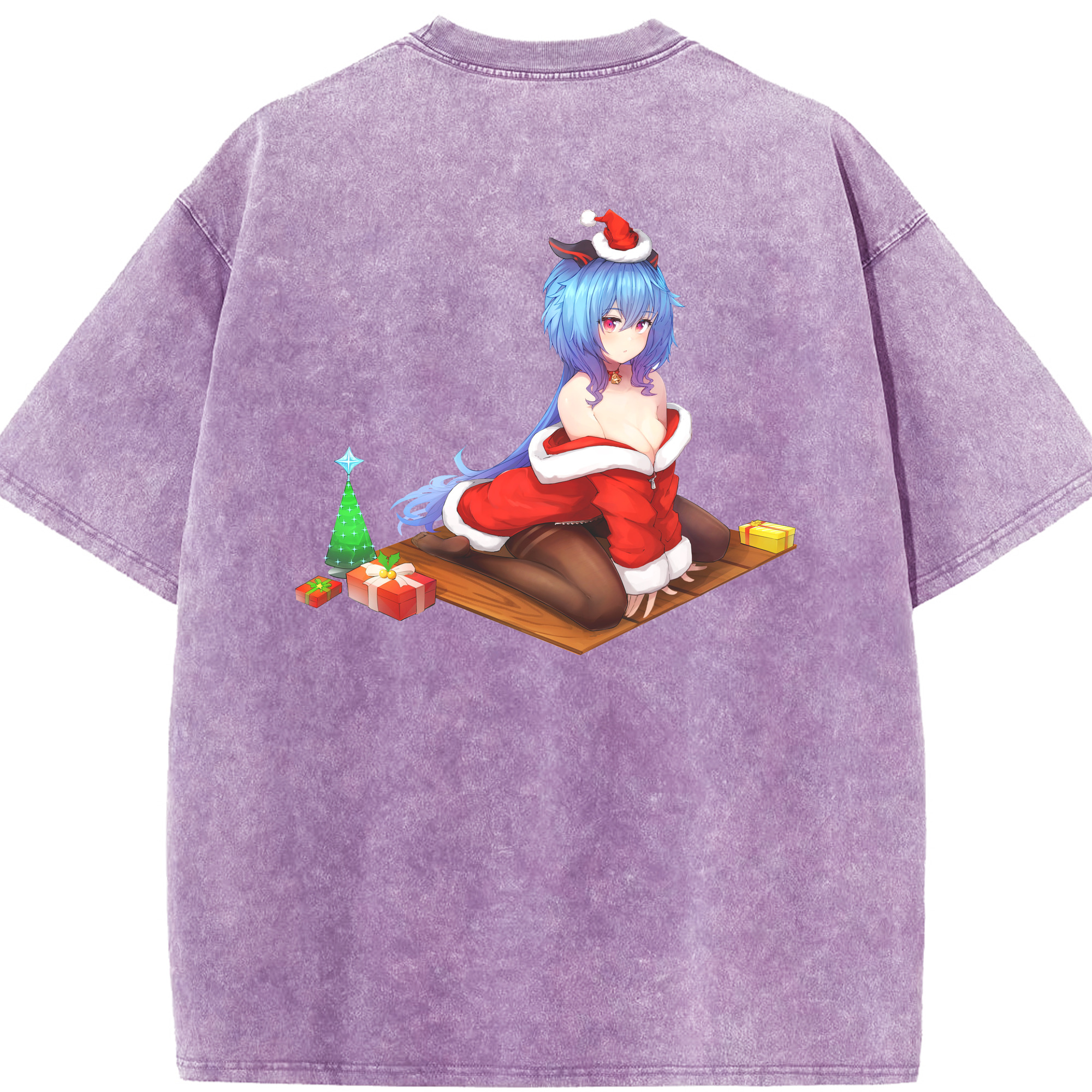 げんし神 甘雨 かんう genshin Ganyu 綿100% ヴィンテージ風 半袖Tシャツ（背面プリント）