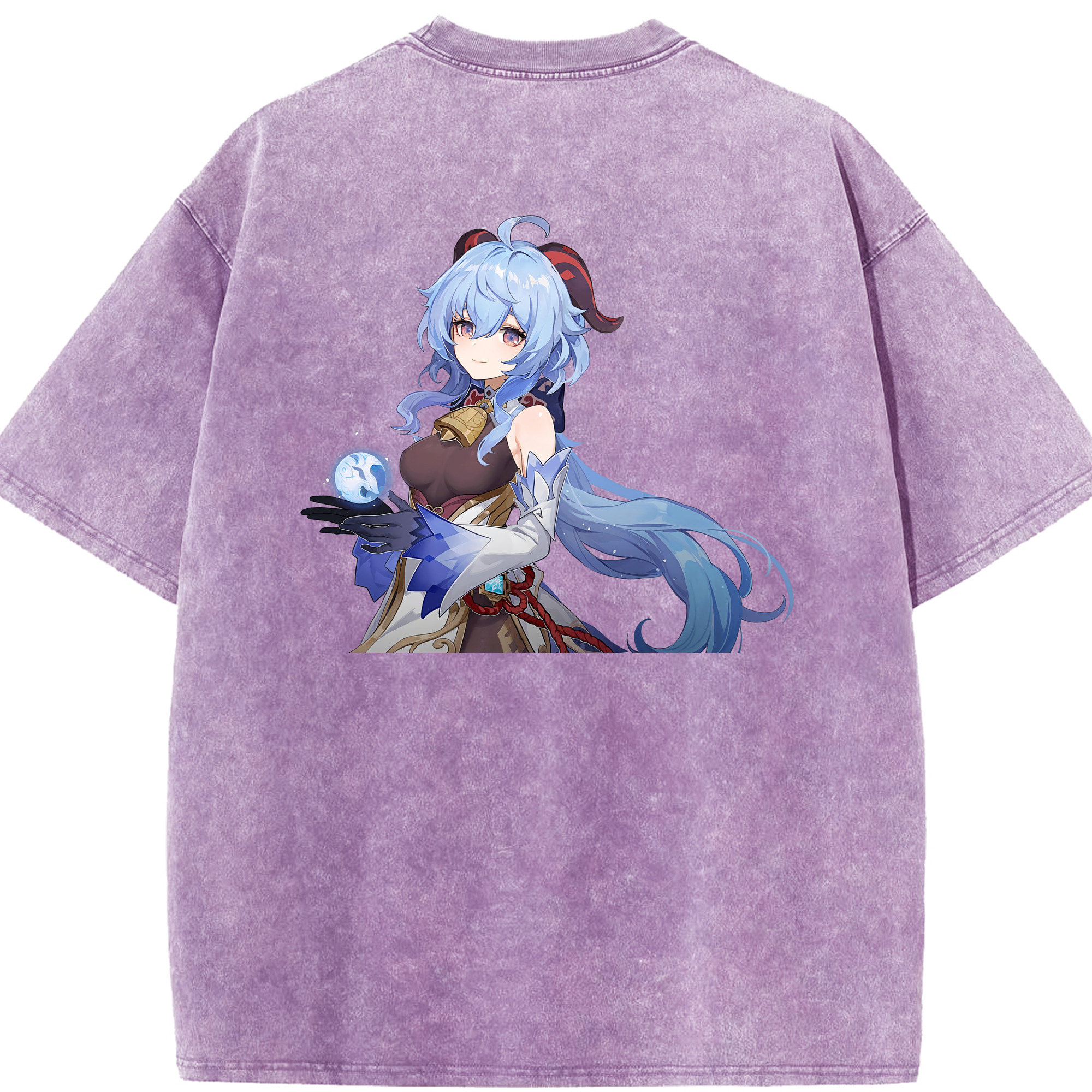 げんし神 甘雨 かんう genshin Ganyu 綿100% ヴィンテージ風 半袖Tシャツ（背面プリント）