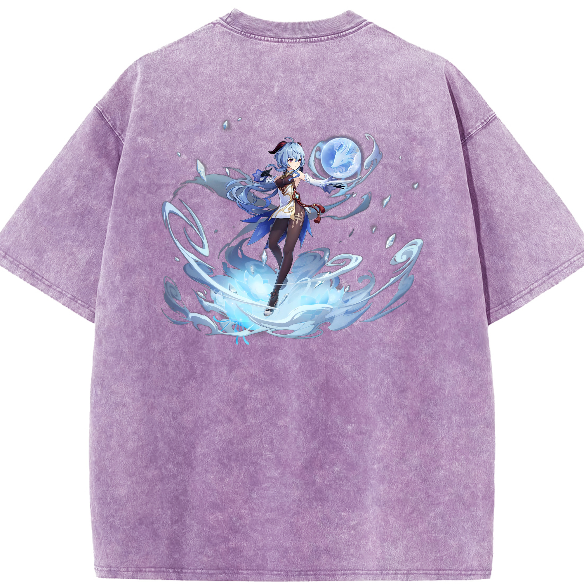 げんし神 甘雨 かんう genshin Ganyu 綿100% ヴィンテージ風 半袖Tシャツ（背面プリント）