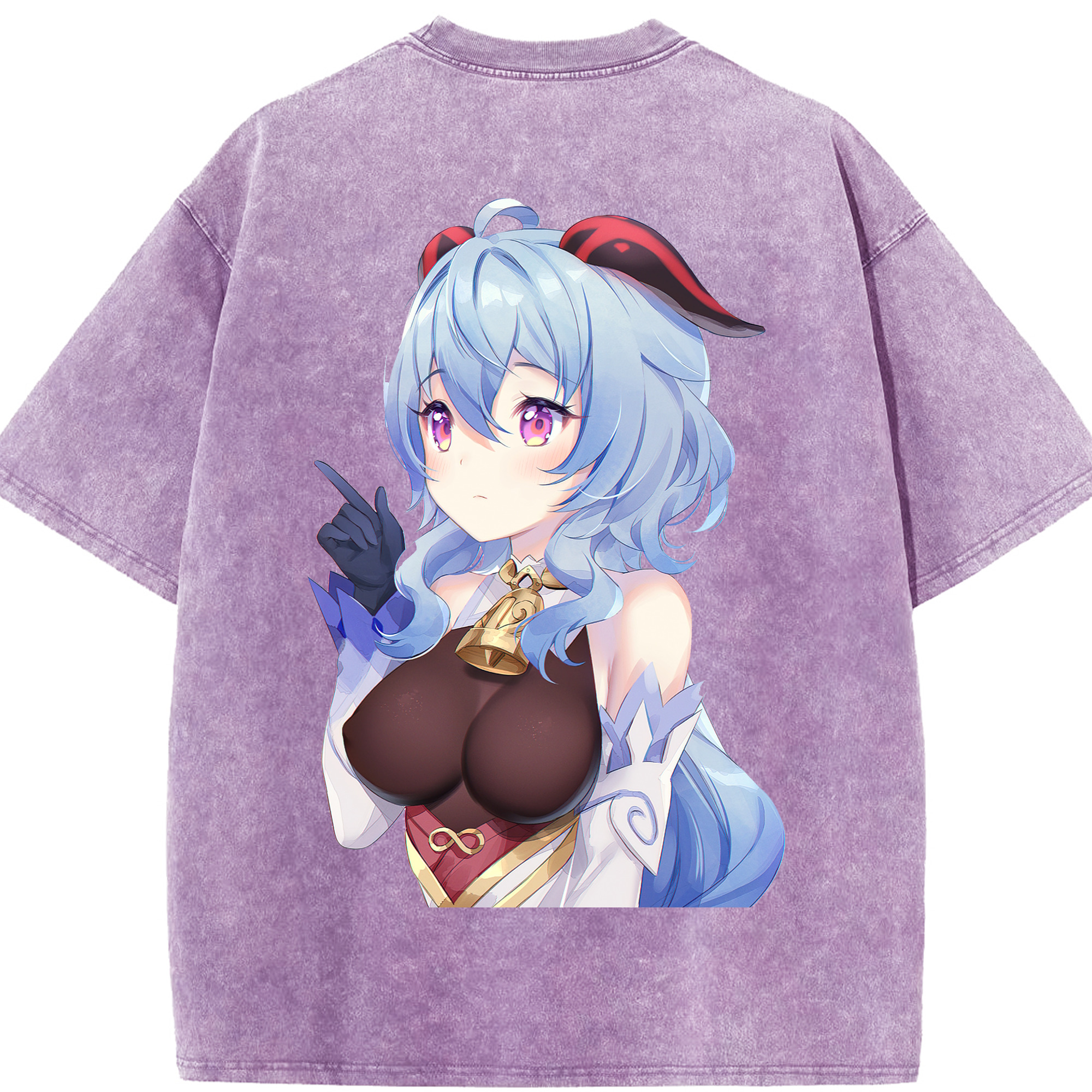 げんし神 甘雨 かんう genshin Ganyu 綿100% ヴィンテージ風 半袖Tシャツ（背面プリント）