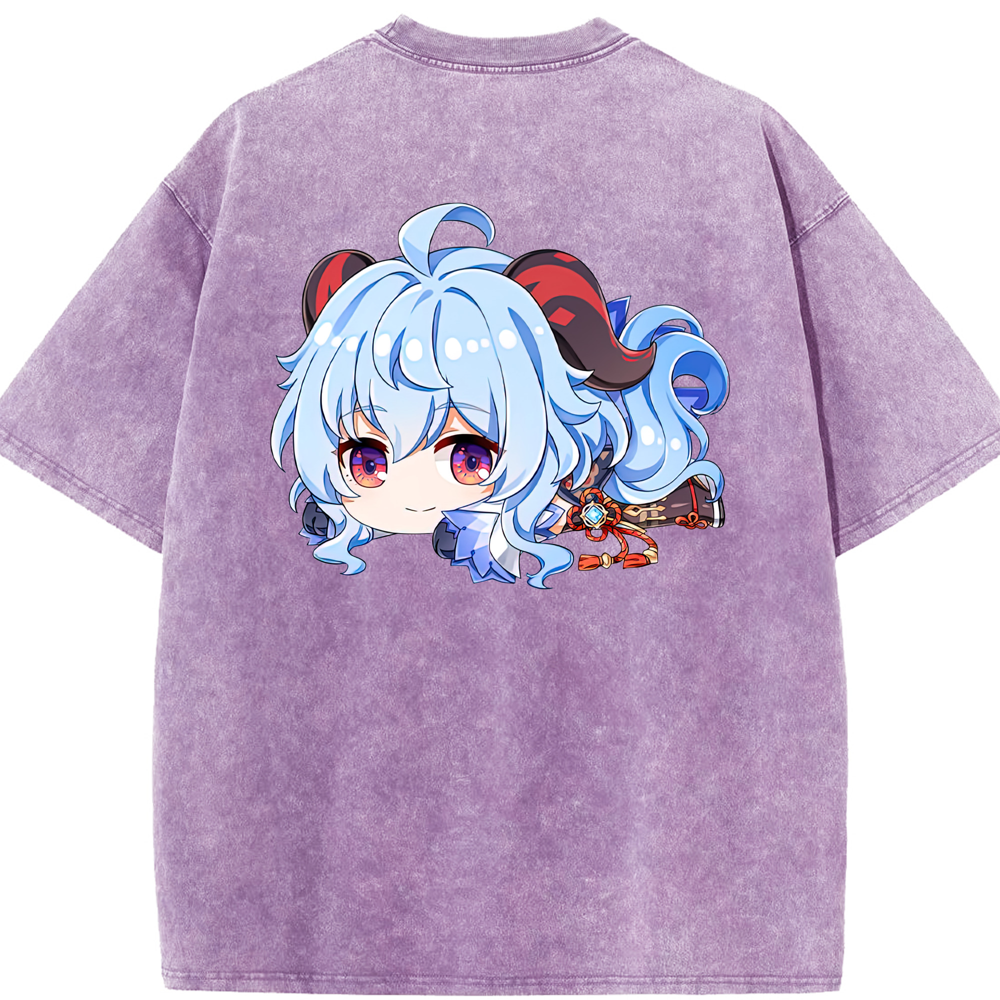 げんし神 甘雨 かんう genshin Ganyu 綿100% ヴィンテージ風 半袖Tシャツ（背面プリント）