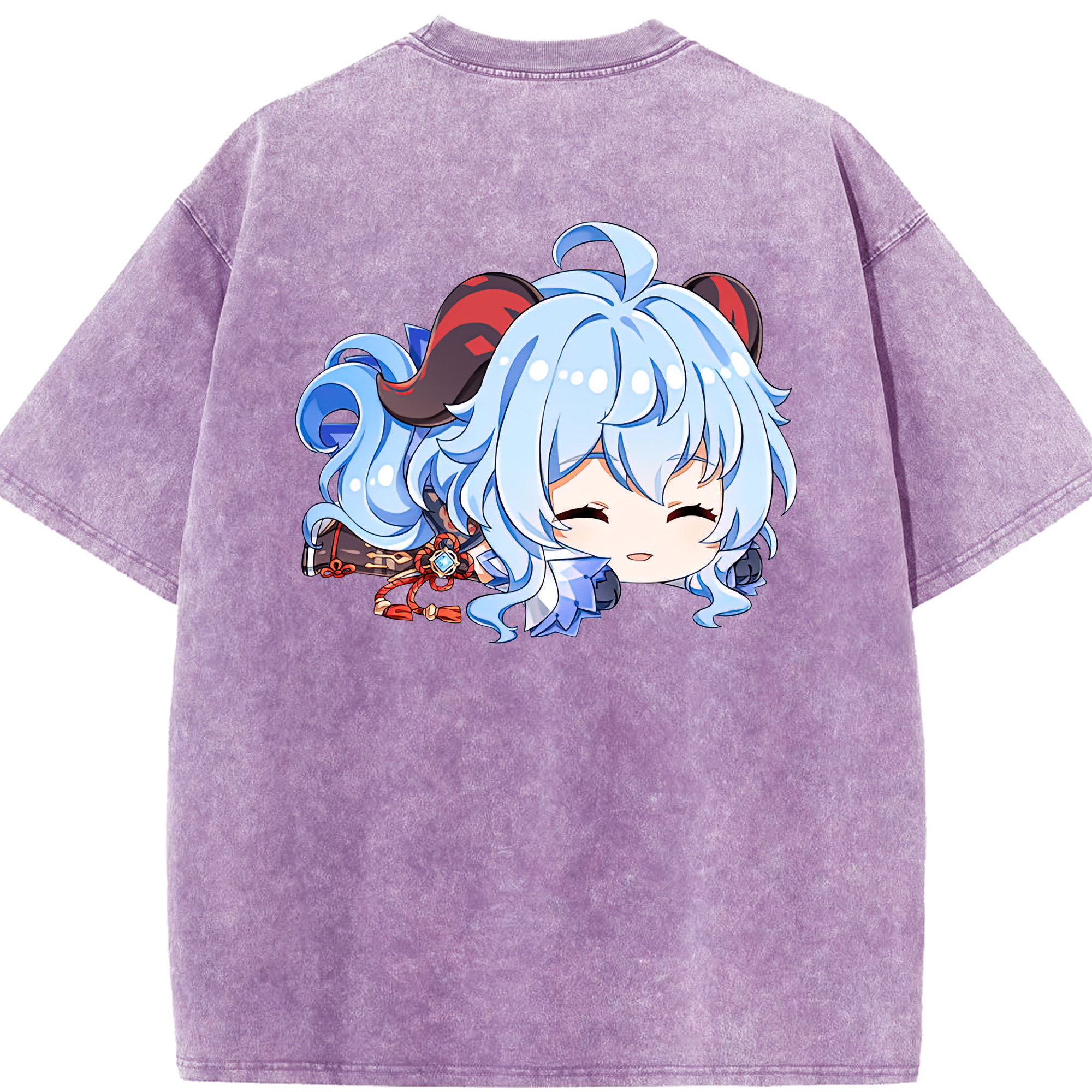 げんし神 甘雨 かんう genshin Ganyu 綿100% ヴィンテージ風 半袖Tシャツ（背面プリント）