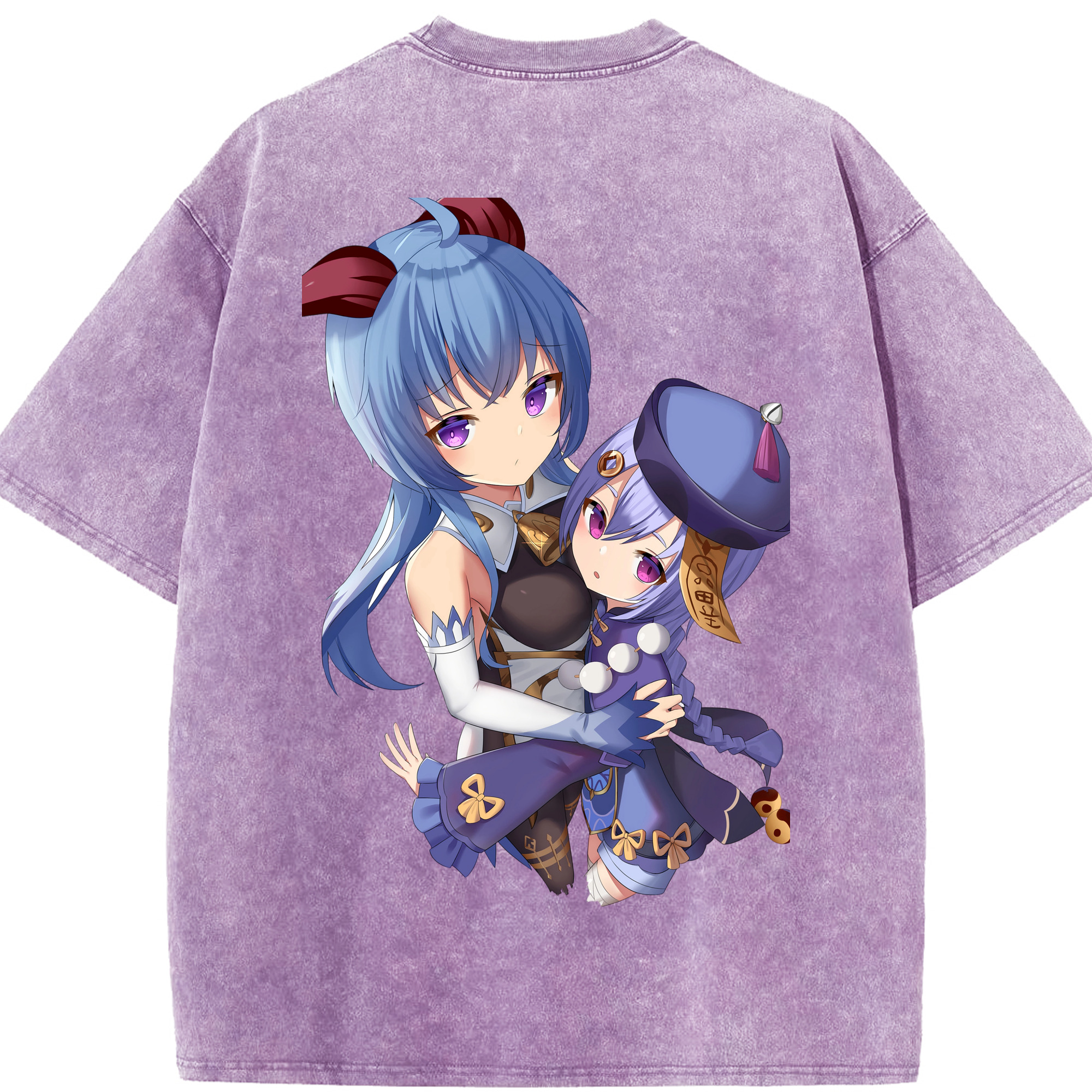 げんし神 甘雨 かんう genshin Ganyu 綿100% ヴィンテージ風 半袖Tシャツ（背面プリント）