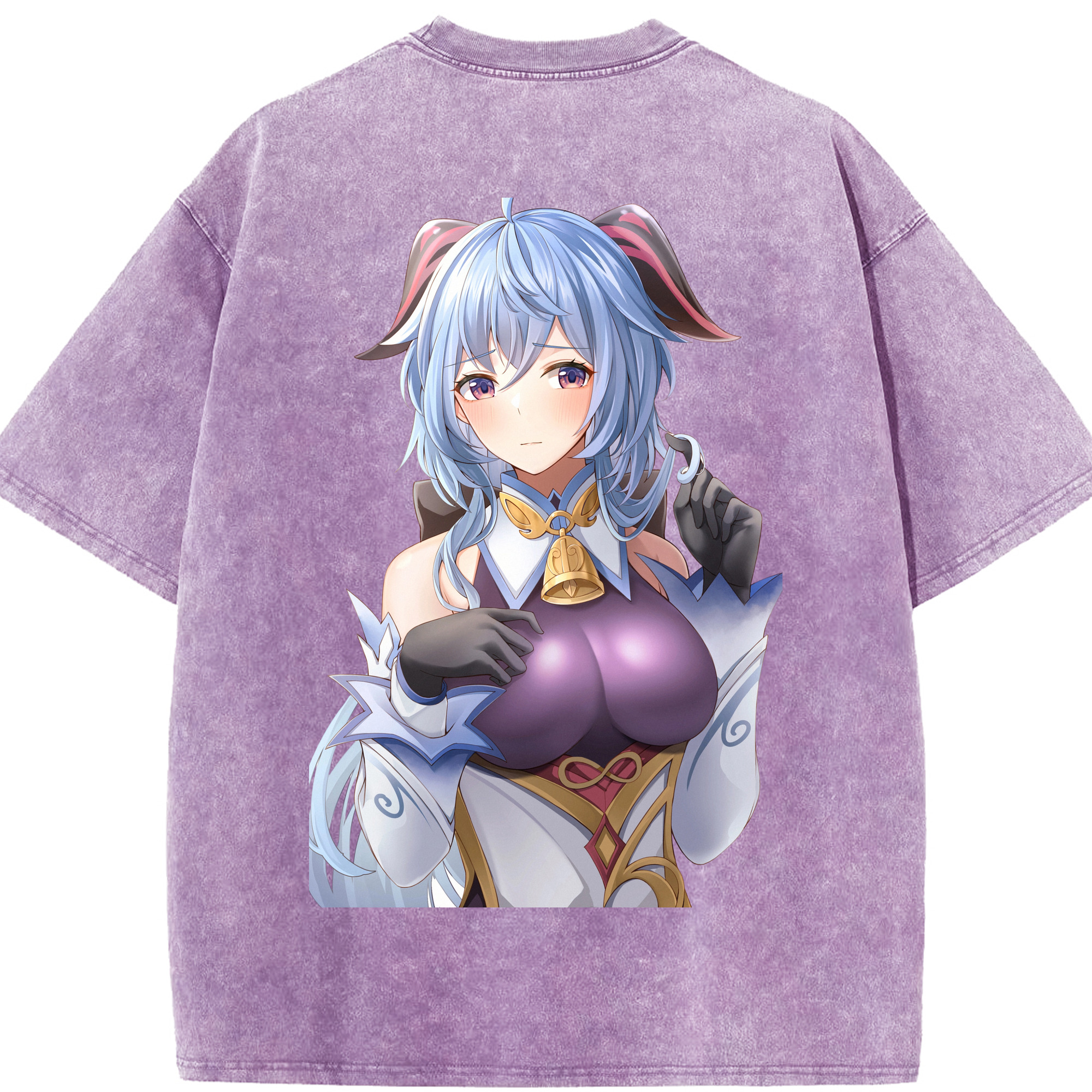 げんし神 甘雨 かんう genshin Ganyu 綿100% ヴィンテージ風 半袖Tシャツ（背面プリント）