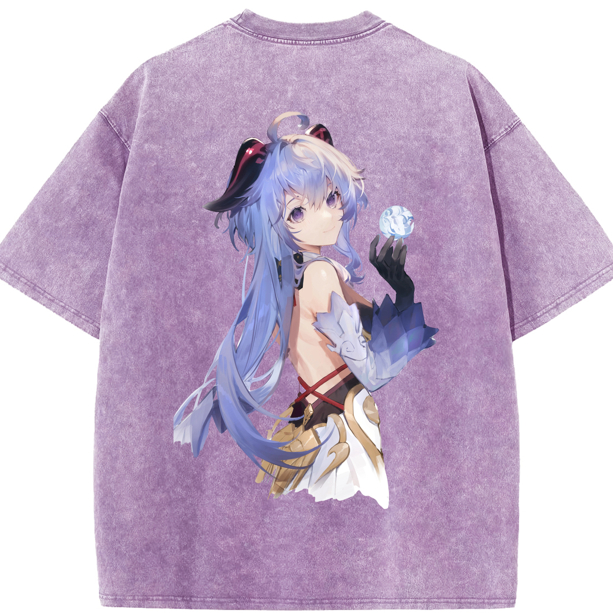 げんし神 甘雨 かんう genshin Ganyu 綿100% ヴィンテージ風 半袖Tシャツ（背面プリント）