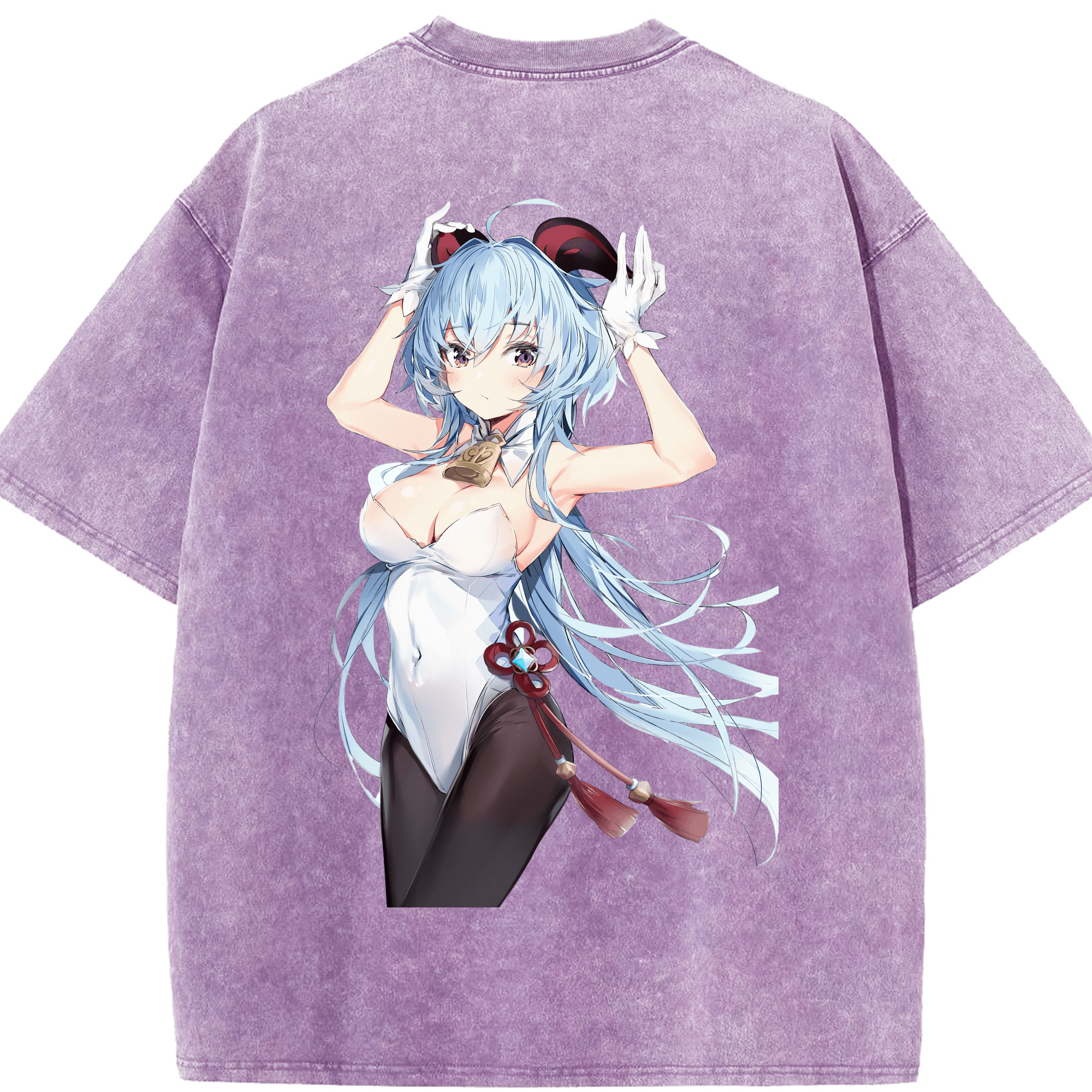げんし神 甘雨 かんう genshin Ganyu 綿100% ヴィンテージ風 半袖Tシャツ（背面プリント）