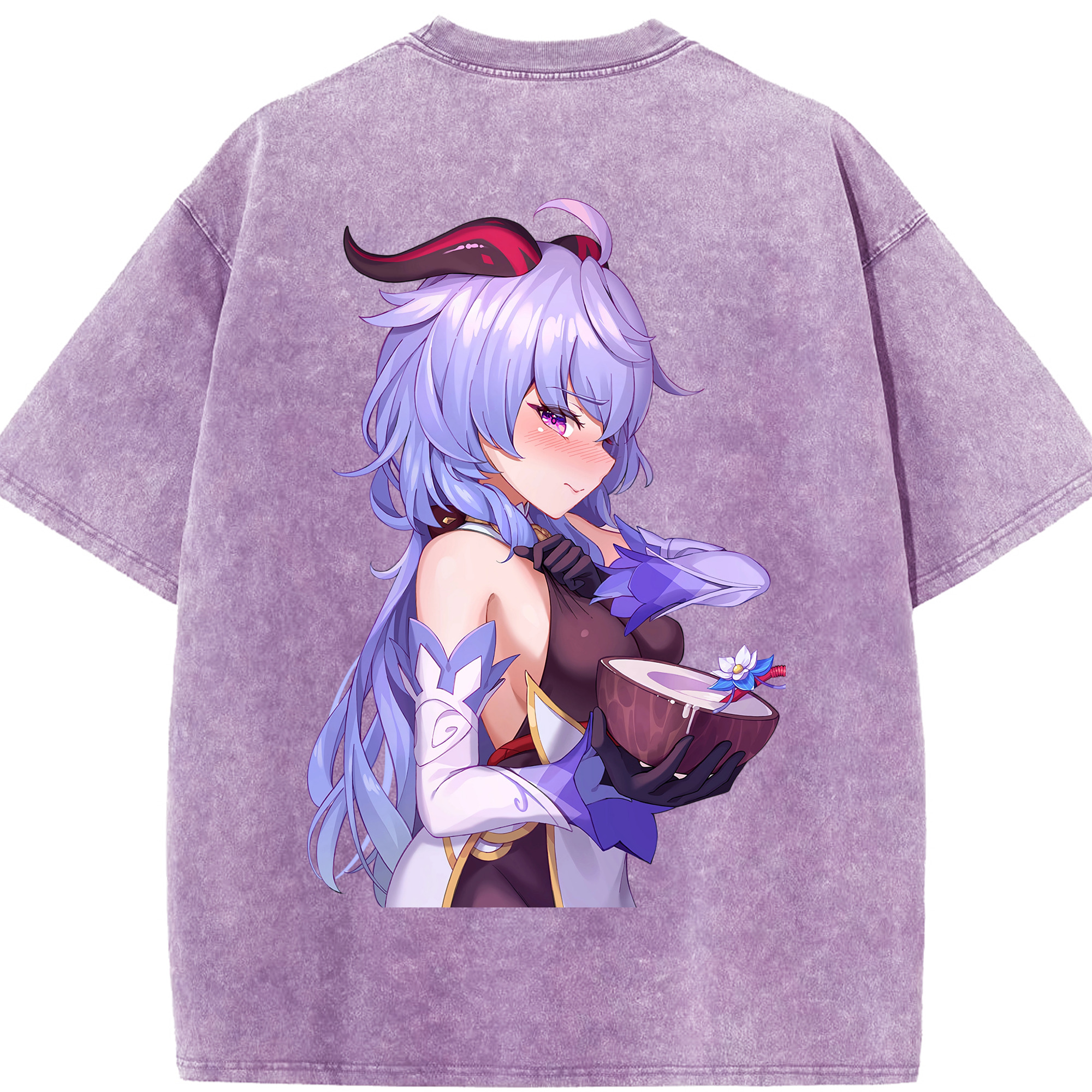 げんし神 甘雨 かんう genshin Ganyu 綿100% ヴィンテージ風 半袖Tシャツ（背面プリント）