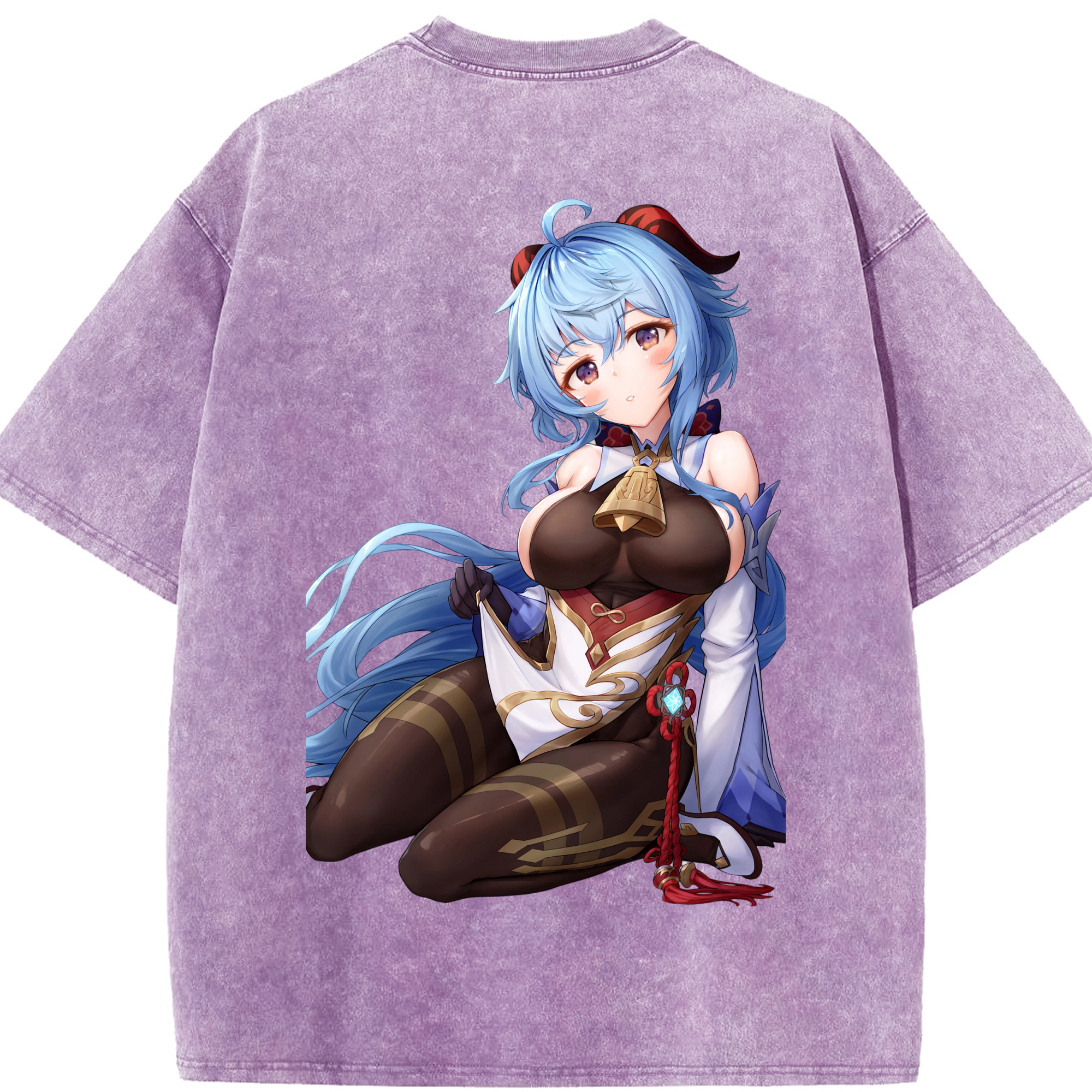 げんし神 甘雨 かんう genshin Ganyu 綿100% ヴィンテージ風 半袖Tシャツ（背面プリント）