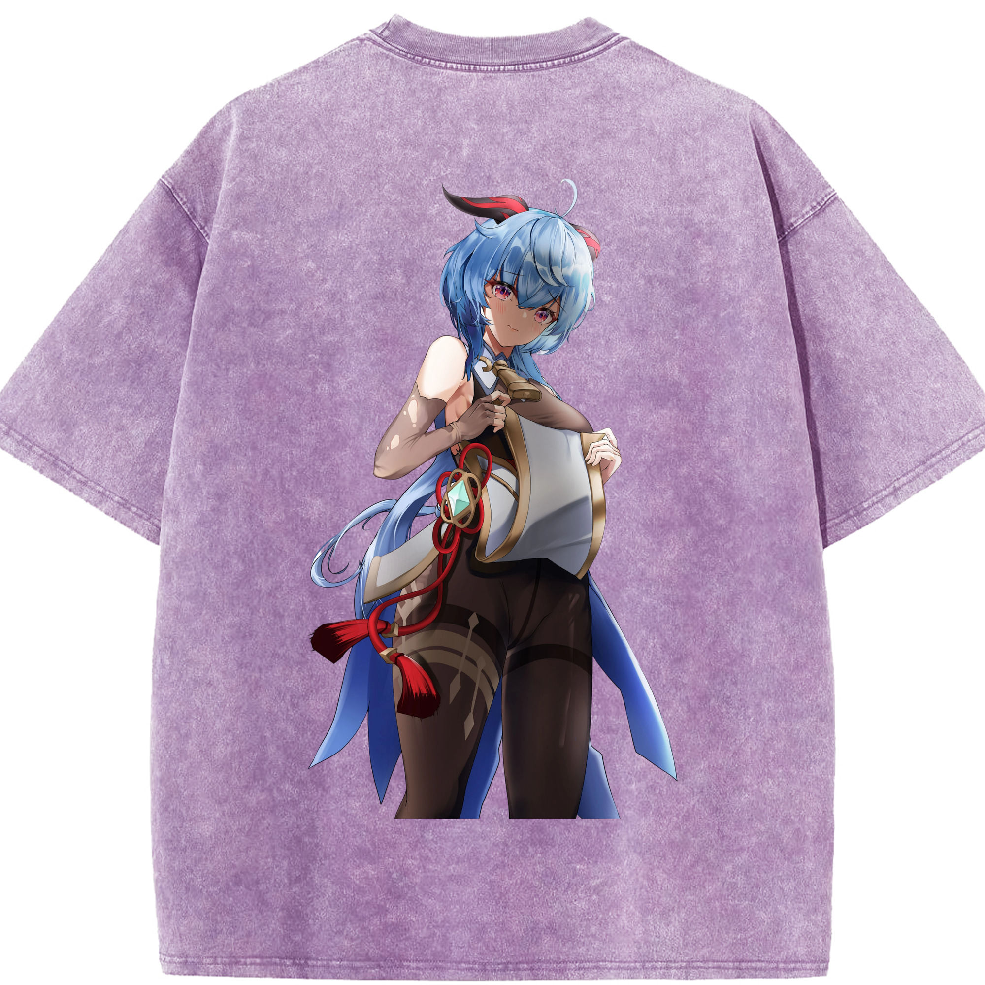 げんし神 甘雨 かんう genshin Ganyu 綿100% ヴィンテージ風 半袖Tシャツ（背面プリント）