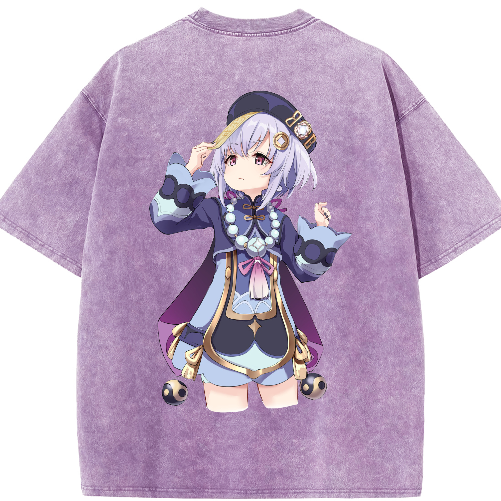 げんし神 七七 なな  genshin Nana 綿100% ヴィンテージ風 半袖Tシャツ（背面プリント）