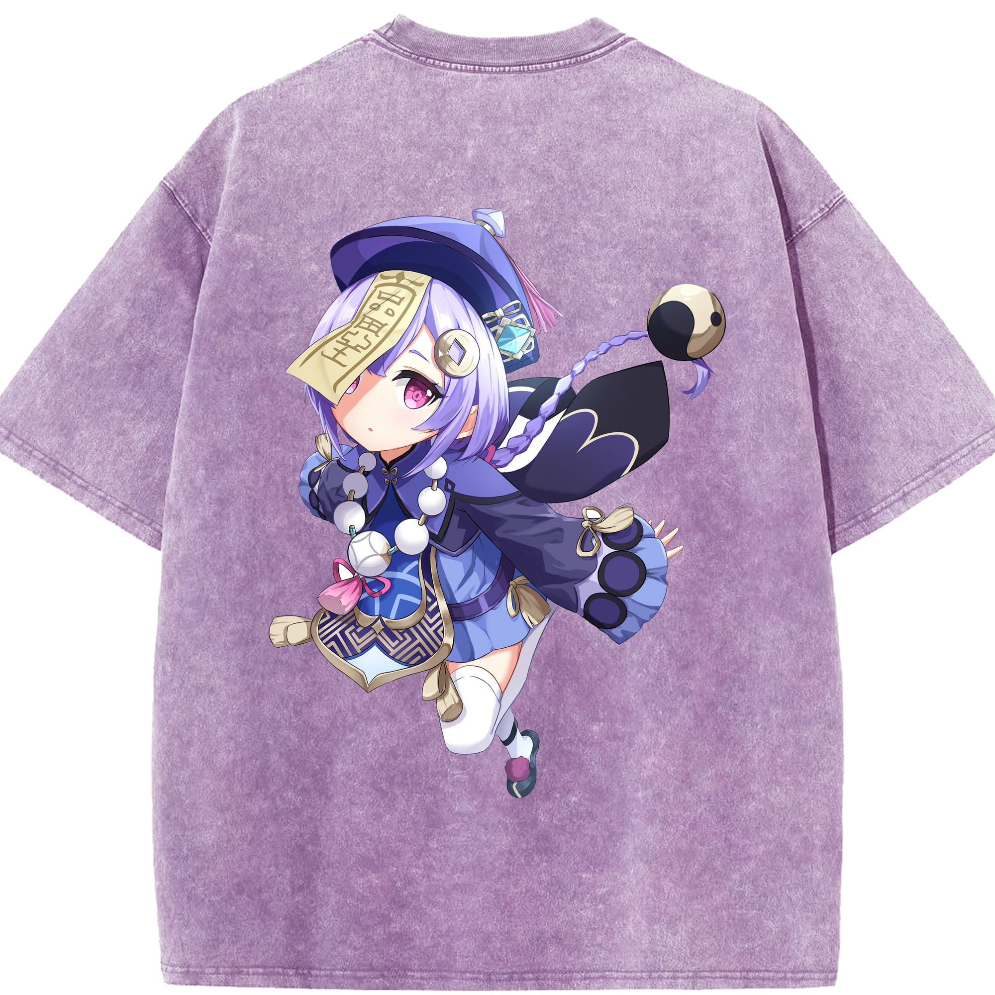 げんし神 七七 なな  genshin Nana 綿100% ヴィンテージ風 半袖Tシャツ（背面プリント）
