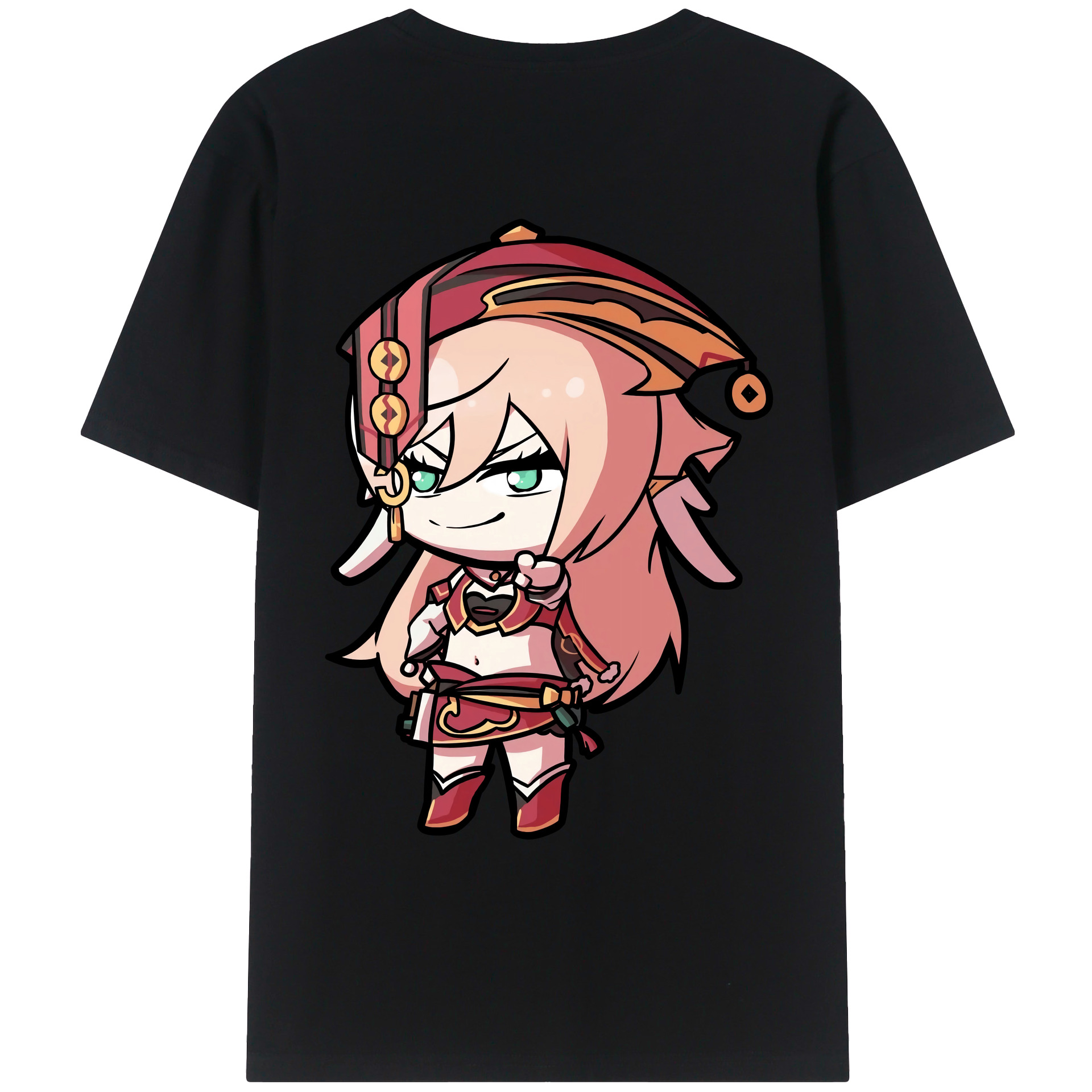 げんし神 ヤンフェイ genshin Yanfei 綿100％ メンズ半袖Tシャツ（バックプリント） 通気性