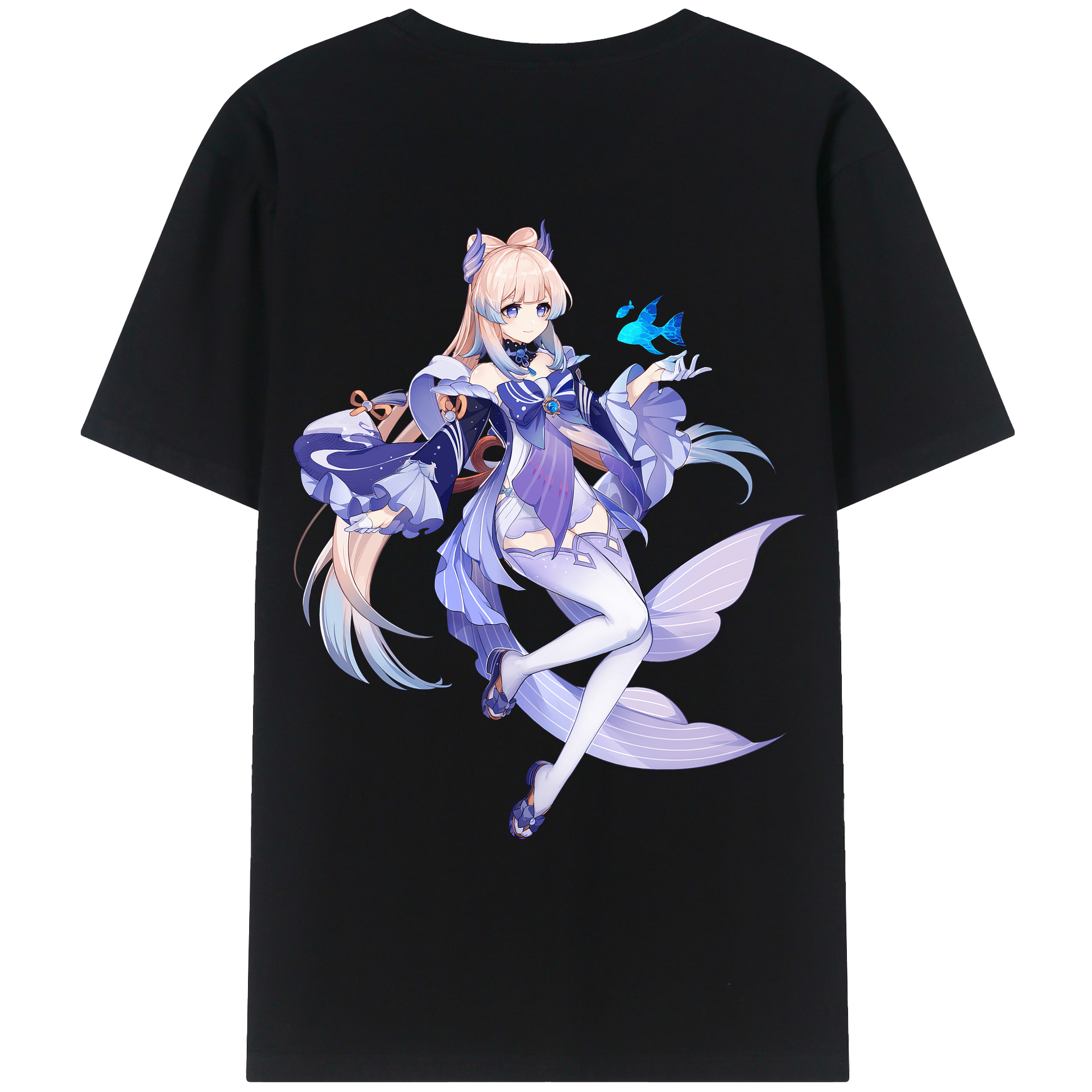 げんし神 珊瑚宮心海 サンゴノミヤ・ココミ genshin Sangonomiya Kokomi 綿100％ メンズ半袖Tシャツ（バックプリント） 通気性