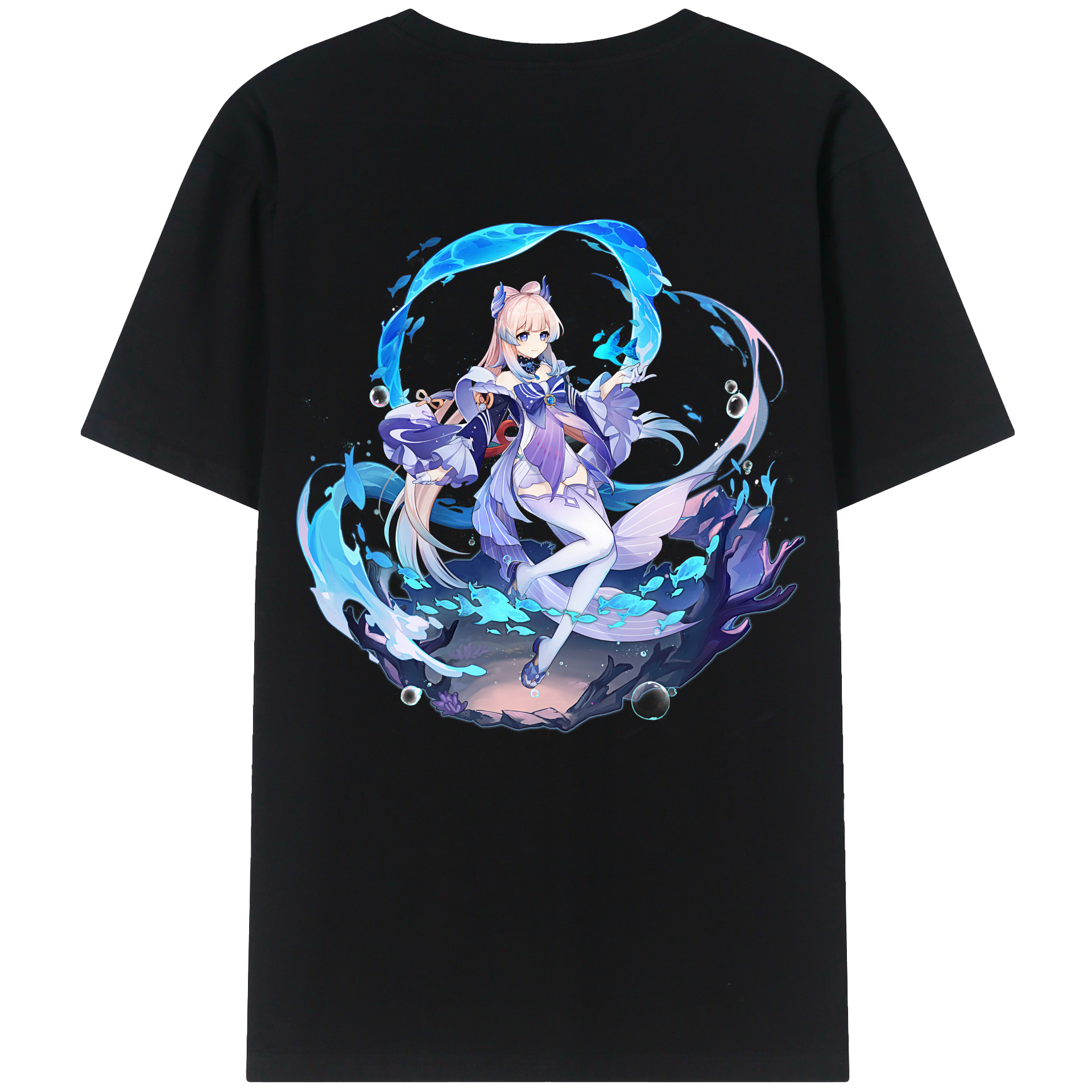 げんし神 珊瑚宮心海 サンゴノミヤ・ココミ genshin Sangonomiya Kokomi 綿100％ メンズ半袖Tシャツ（バックプリント） 通気性