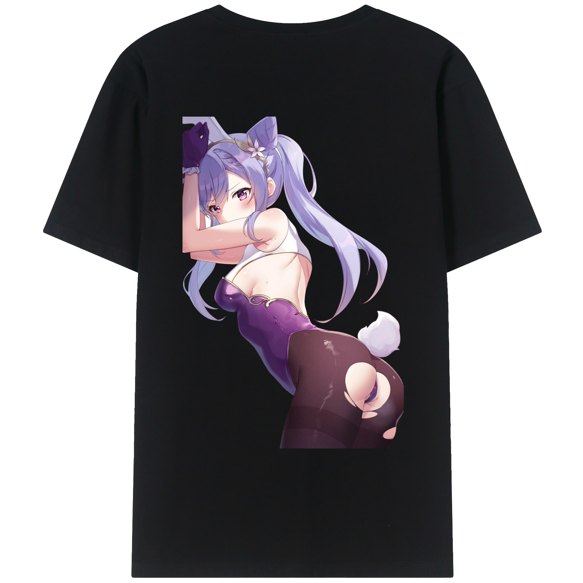 げんし神 刻晴 こくせい genshin Kokusei 綿100％ メンズ半袖Tシャツ（バックプリント） 通気性