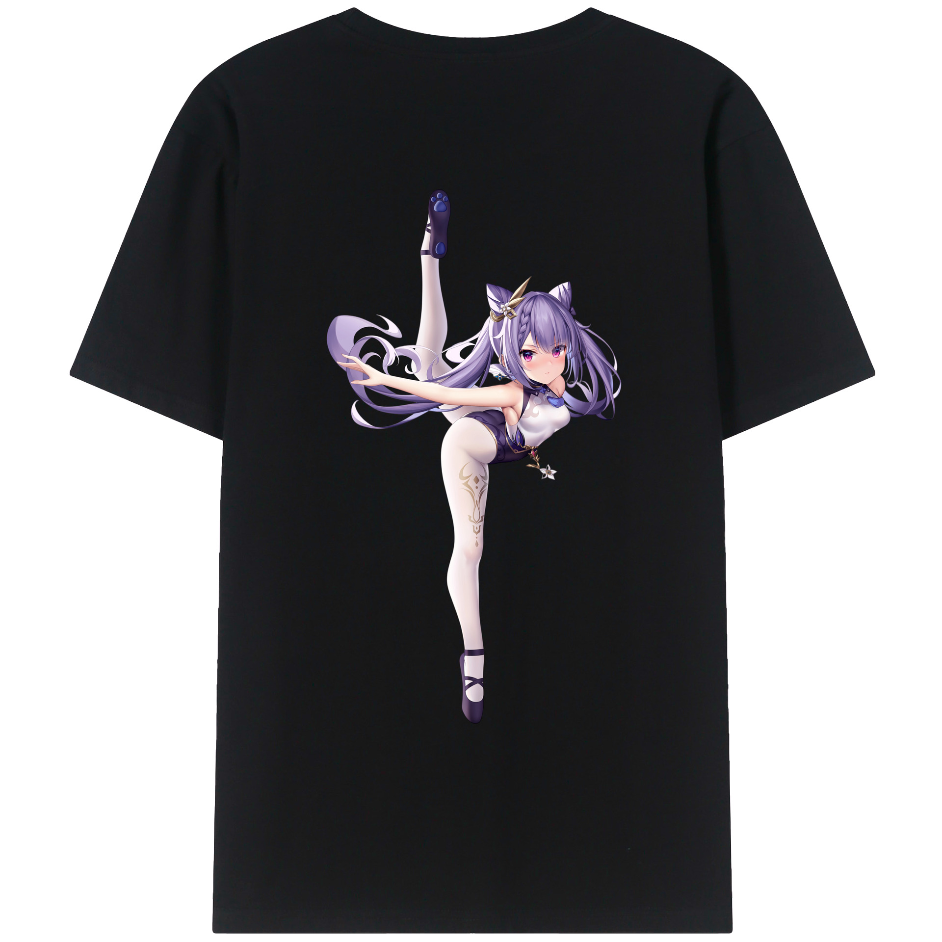 げんし神 刻晴 こくせい genshin Kokusei 綿100％ メンズ半袖Tシャツ（バックプリント） 通気性