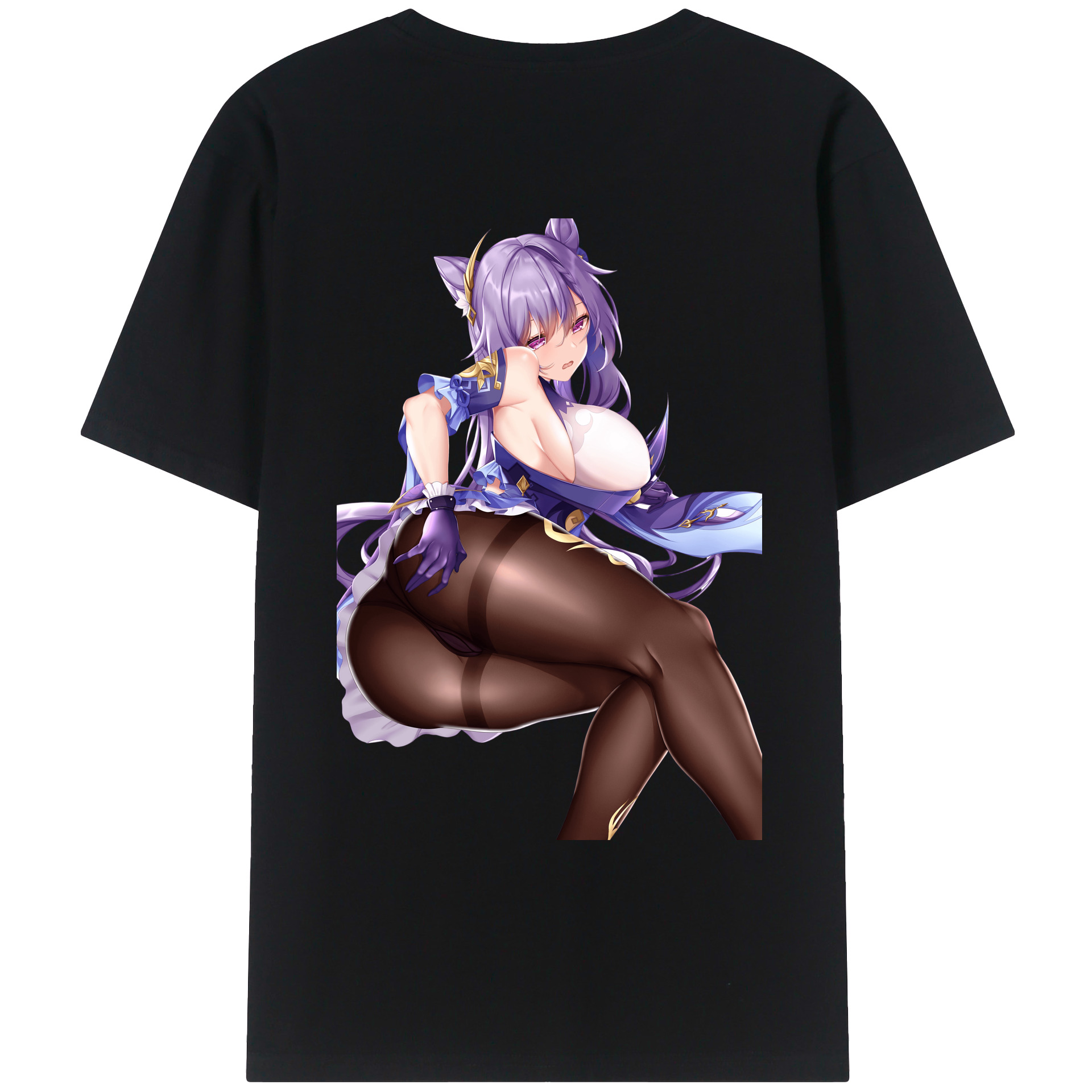 げんし神 刻晴 こくせい genshin Kokusei 綿100％ メンズ半袖Tシャツ（バックプリント） 通気性